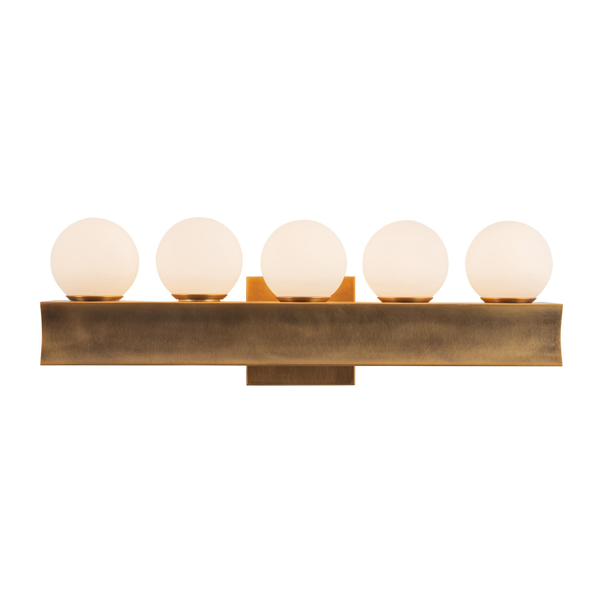 Shown in Vintage Brass finish and Opal glass
