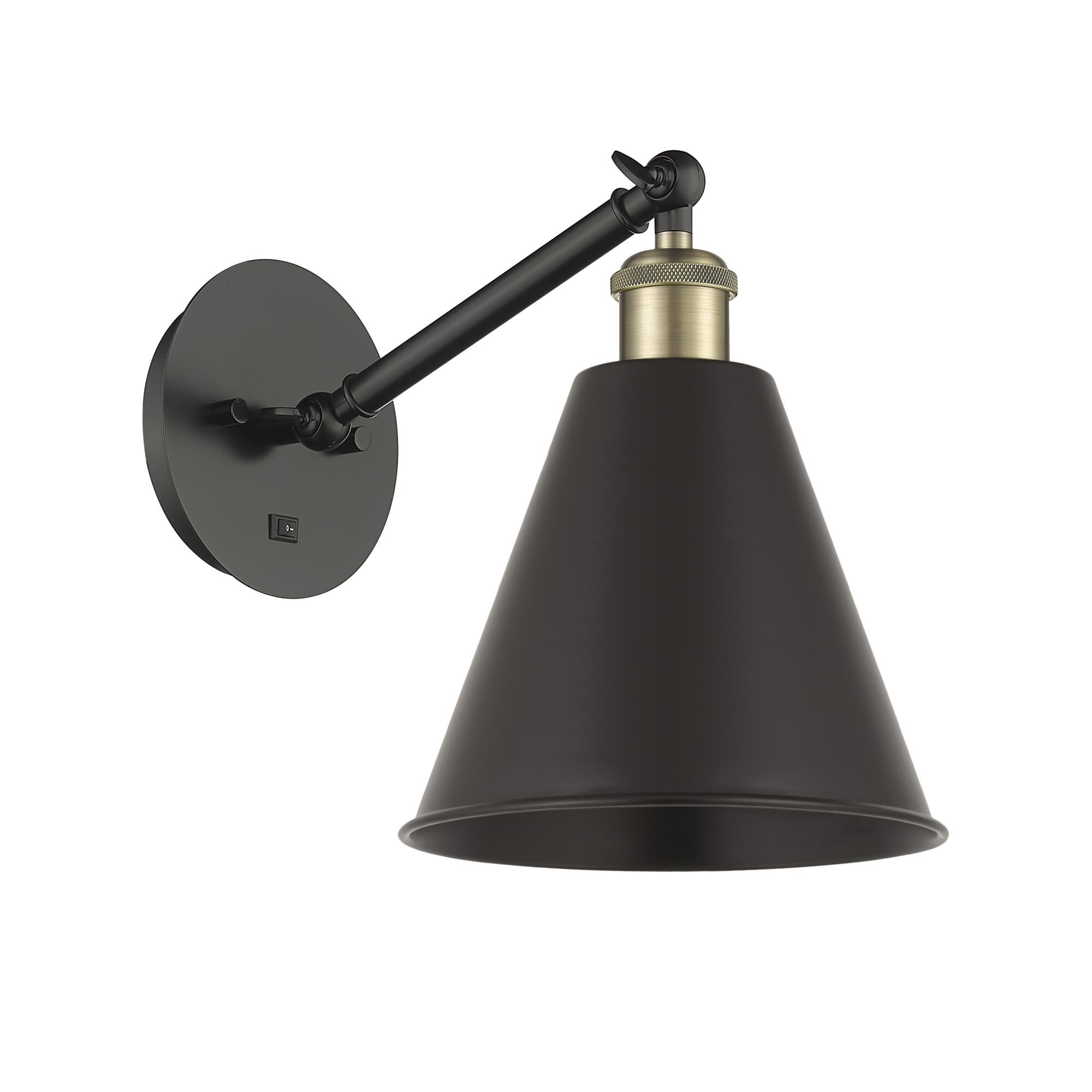 Shown in Black Antique Brass finish and Clear glass and Matte Black Ballston Cone shade