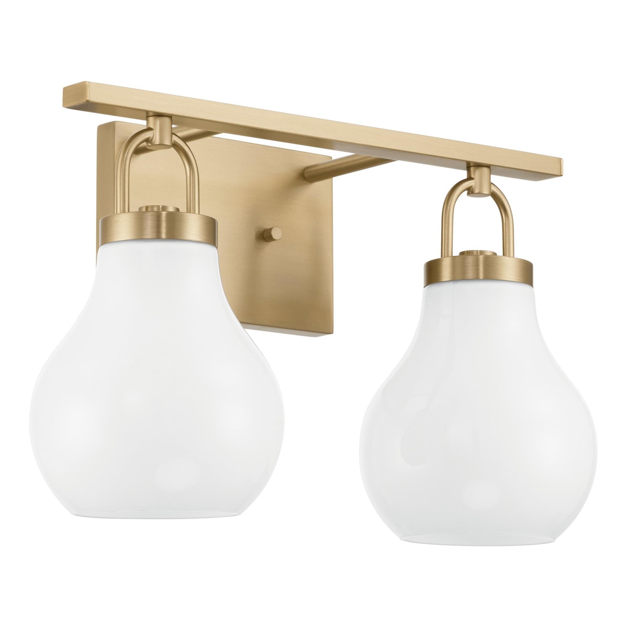Shown in Champagne Gold finish and Opal glass