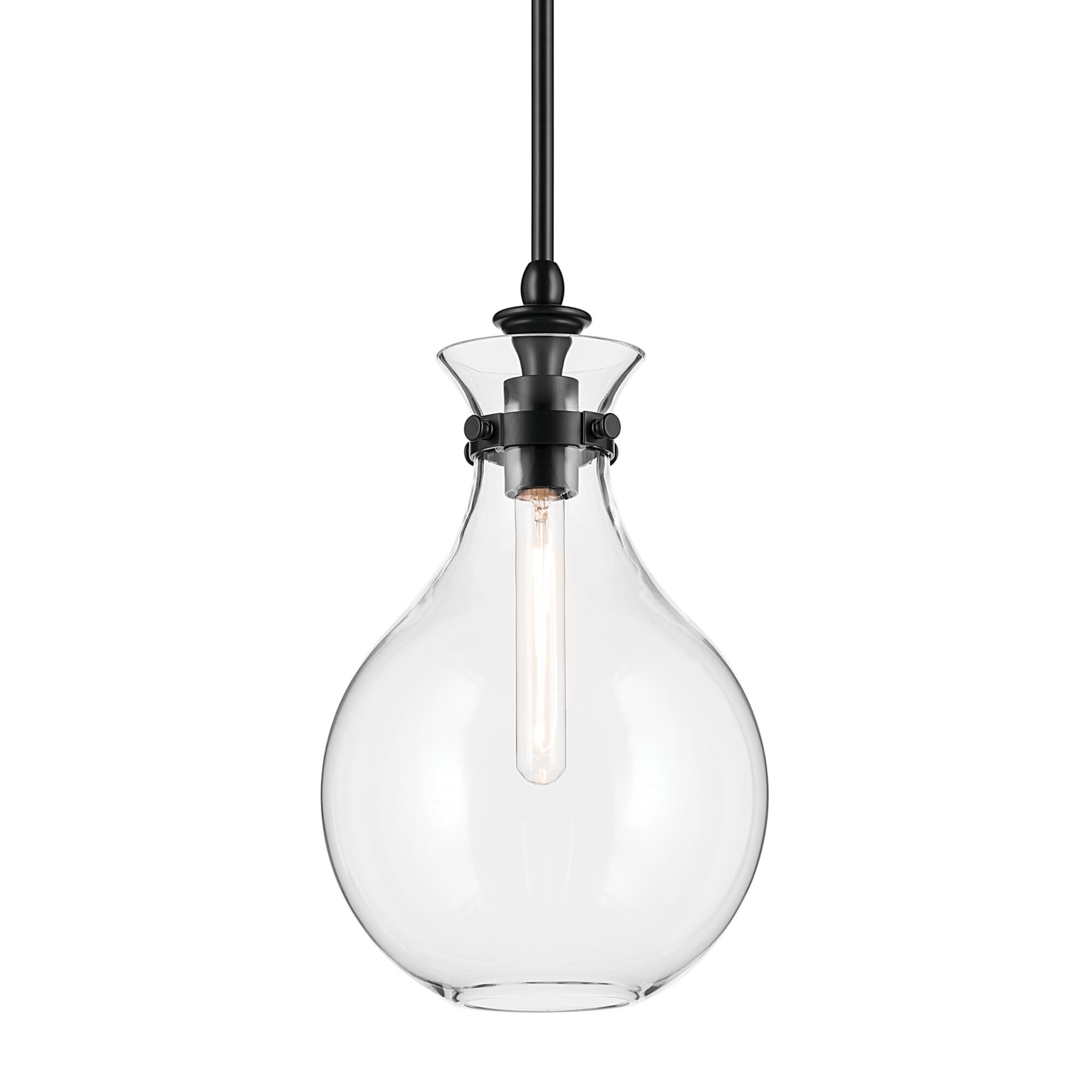 Shown in Black finish and Clear glass