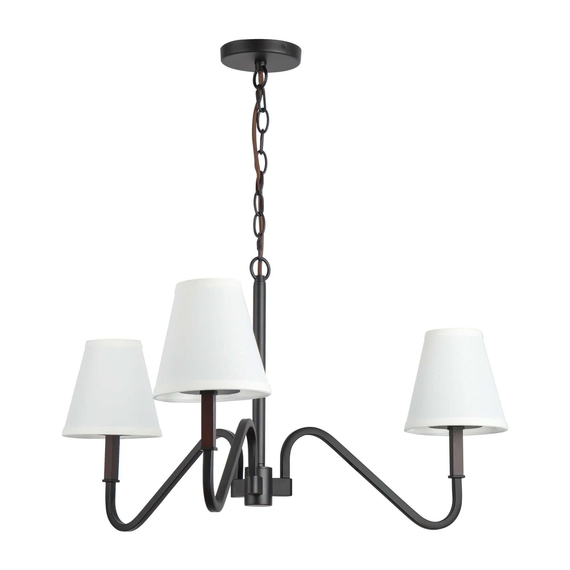 Shown in Matte Black finish and White Linen shade