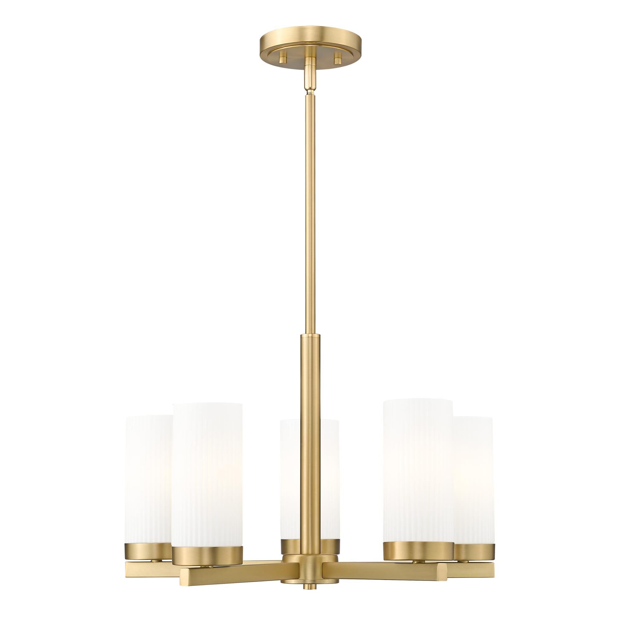 Shown in Modern Gold finish and White glass