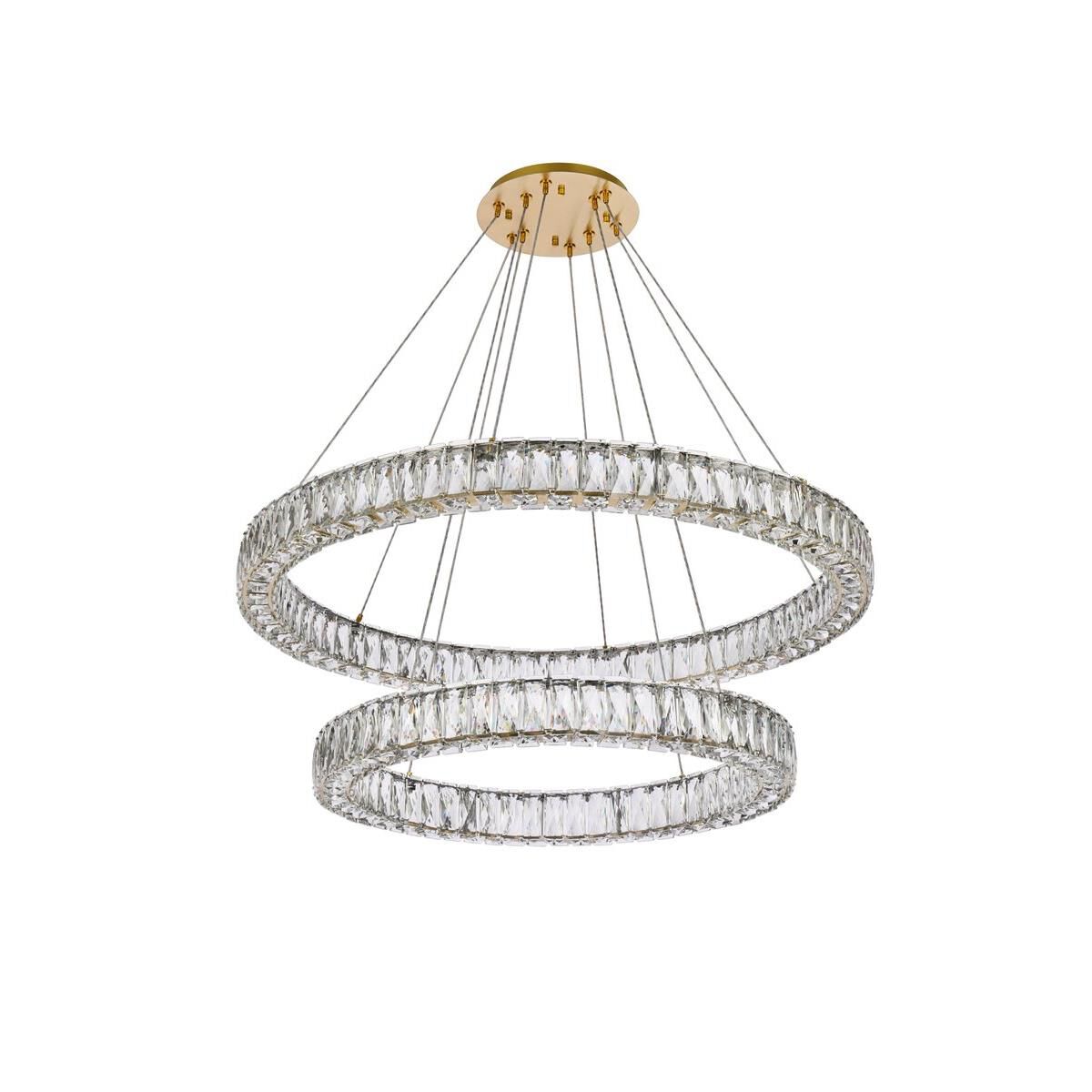 Monroe 36 Inch 2 Light LED Chandelier by Elegant Lighting