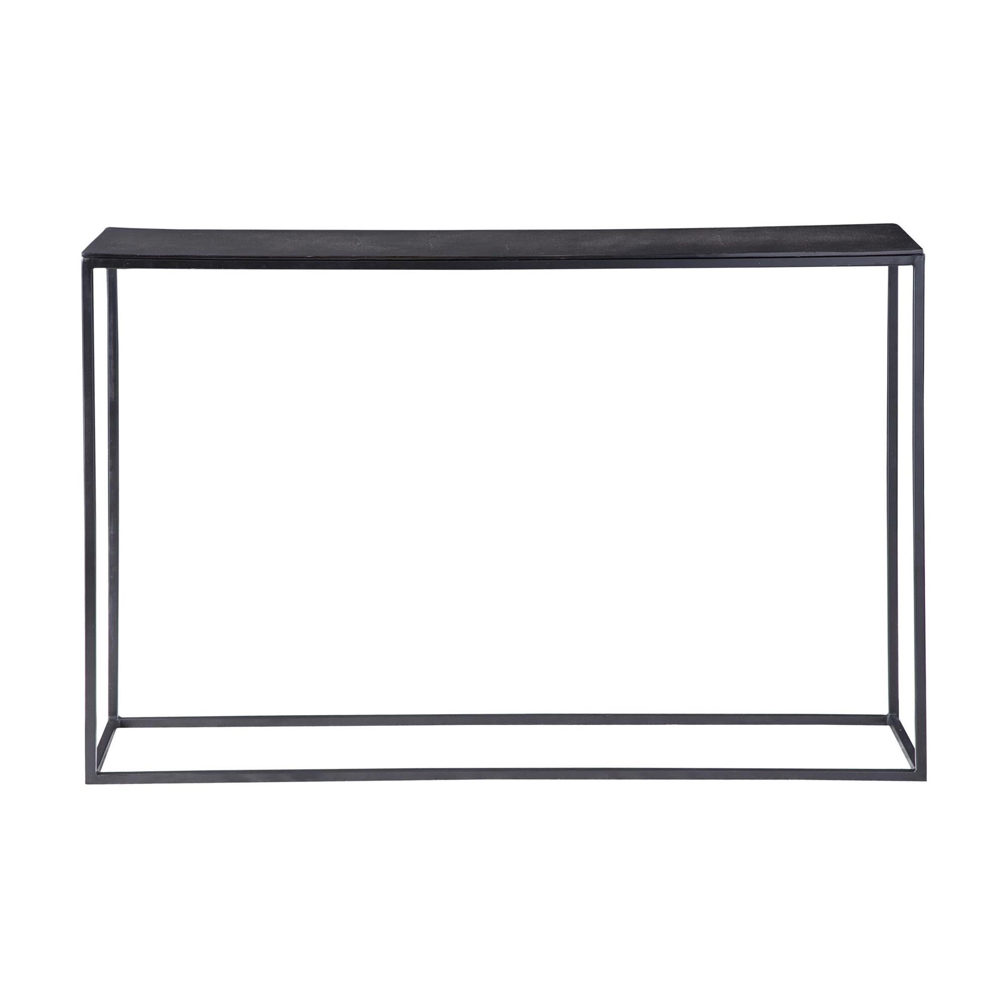 Shown in Simplistic Industrial Style Console Table, Constructed In An Aged Black Iron Featuring A Cast Textur finish
