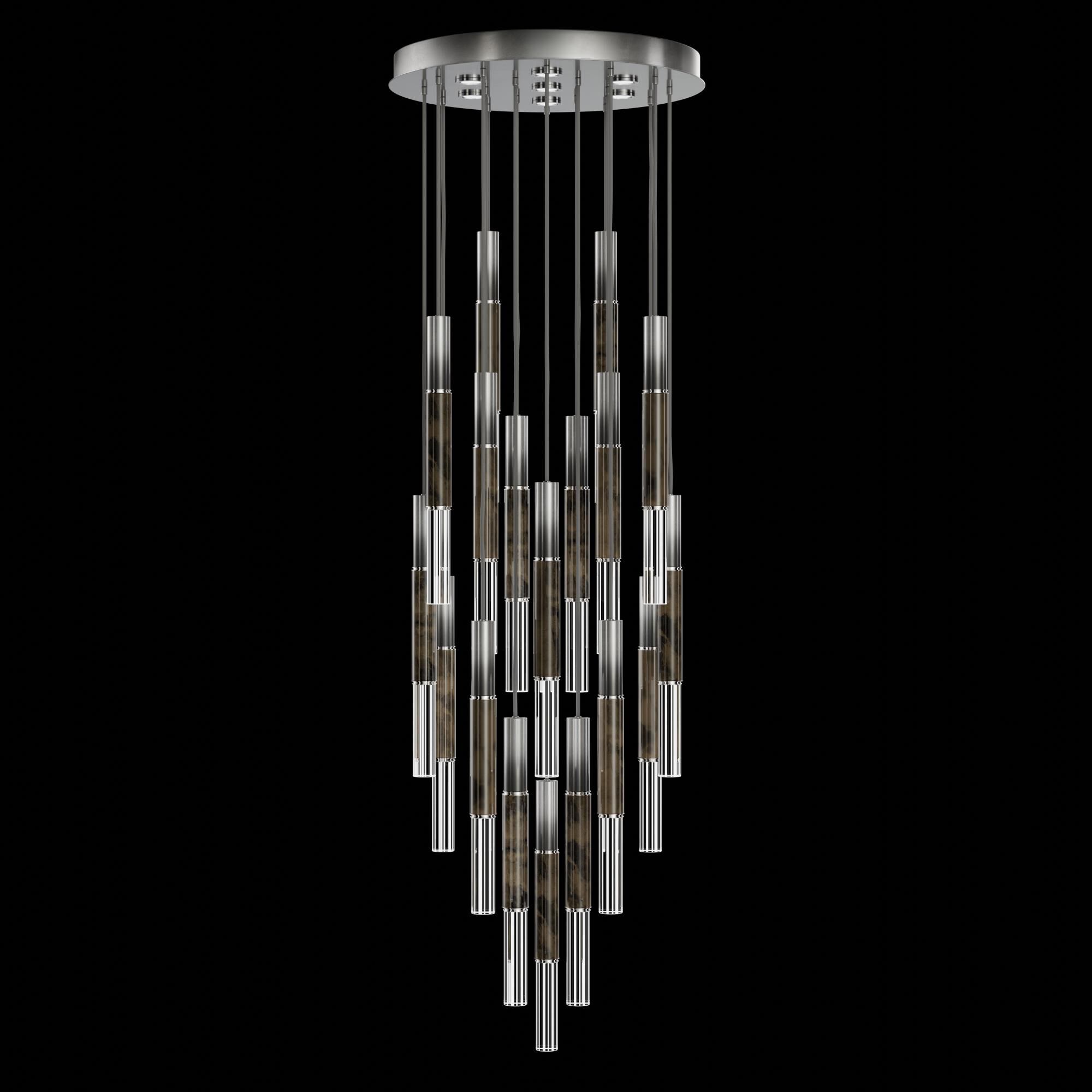 Shown in Silver finish and True crystal and False glass