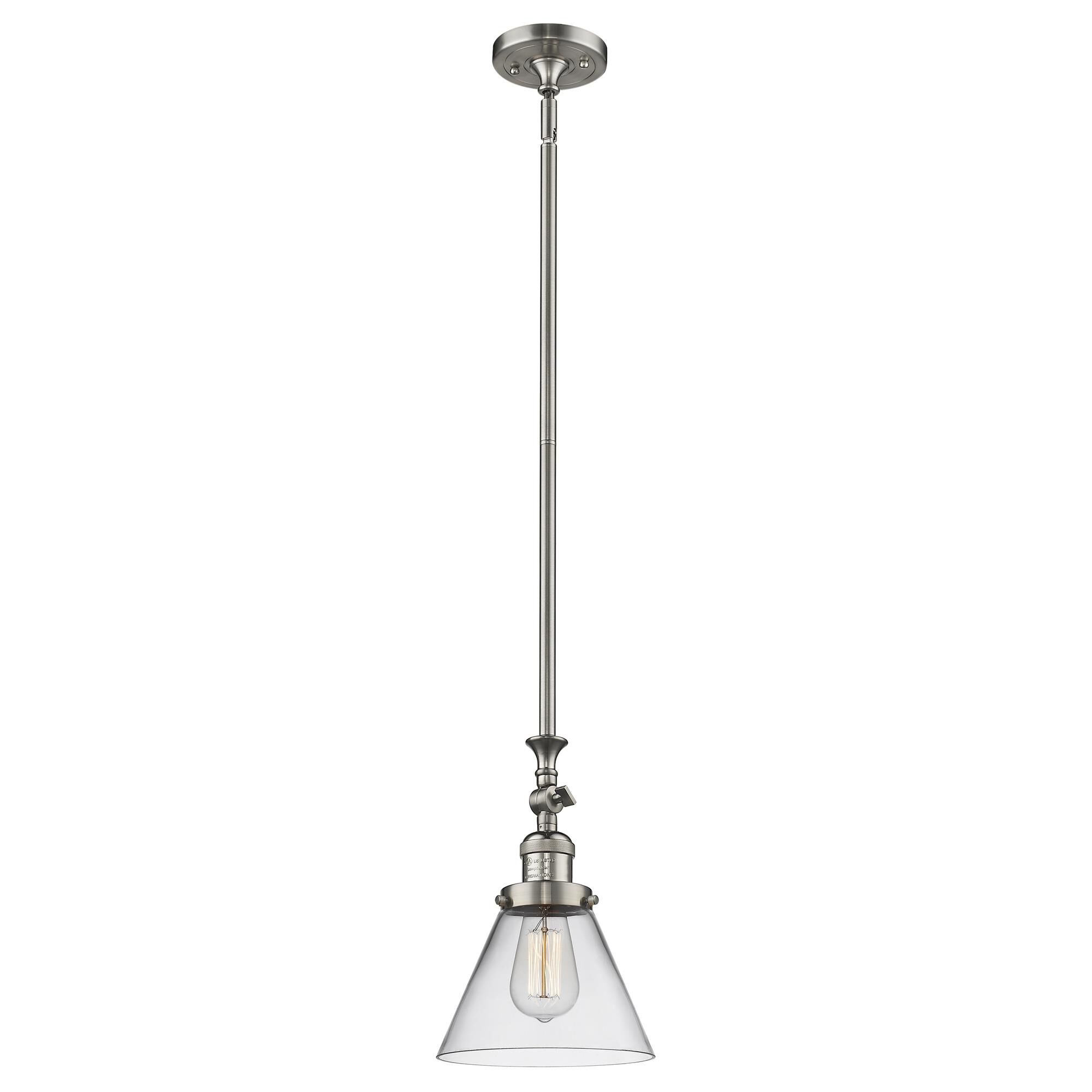 Shown in Brushed Satin Nickel finish and Clear glass