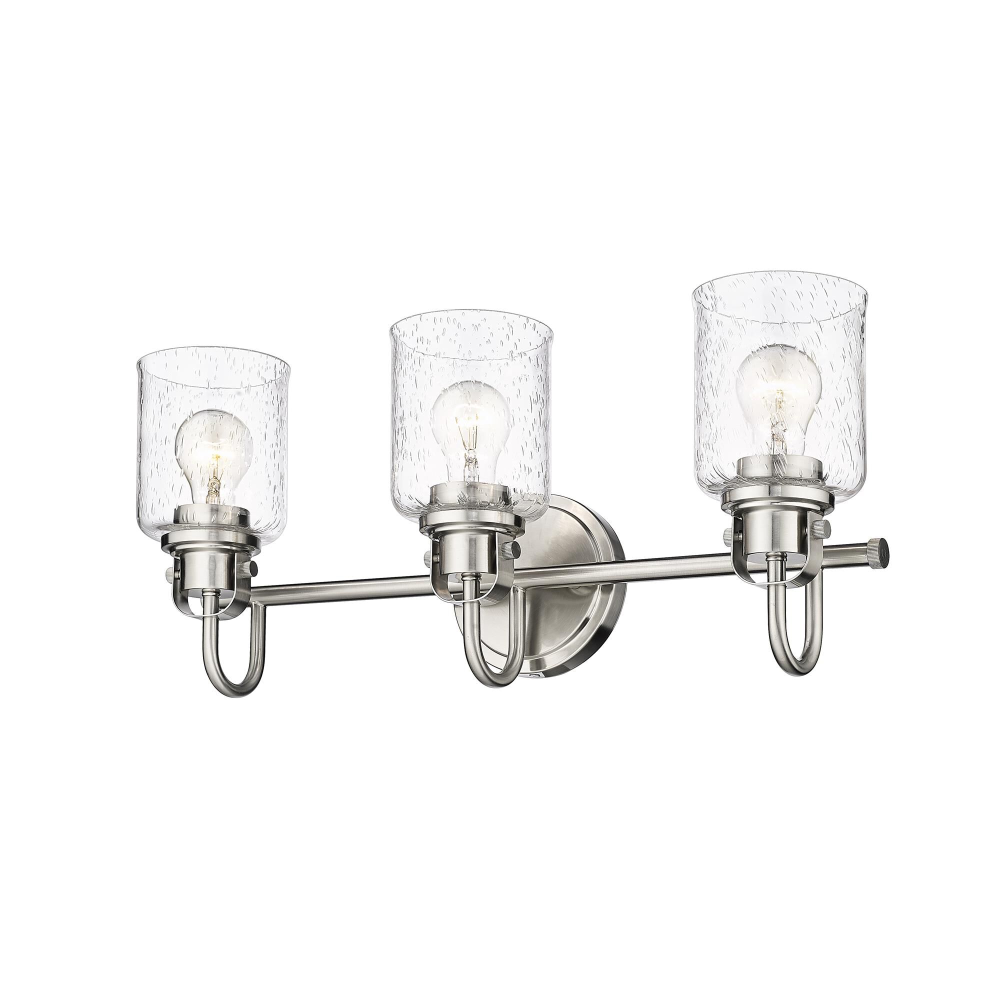 Shown in Brushed Nickel finish and Glass shade