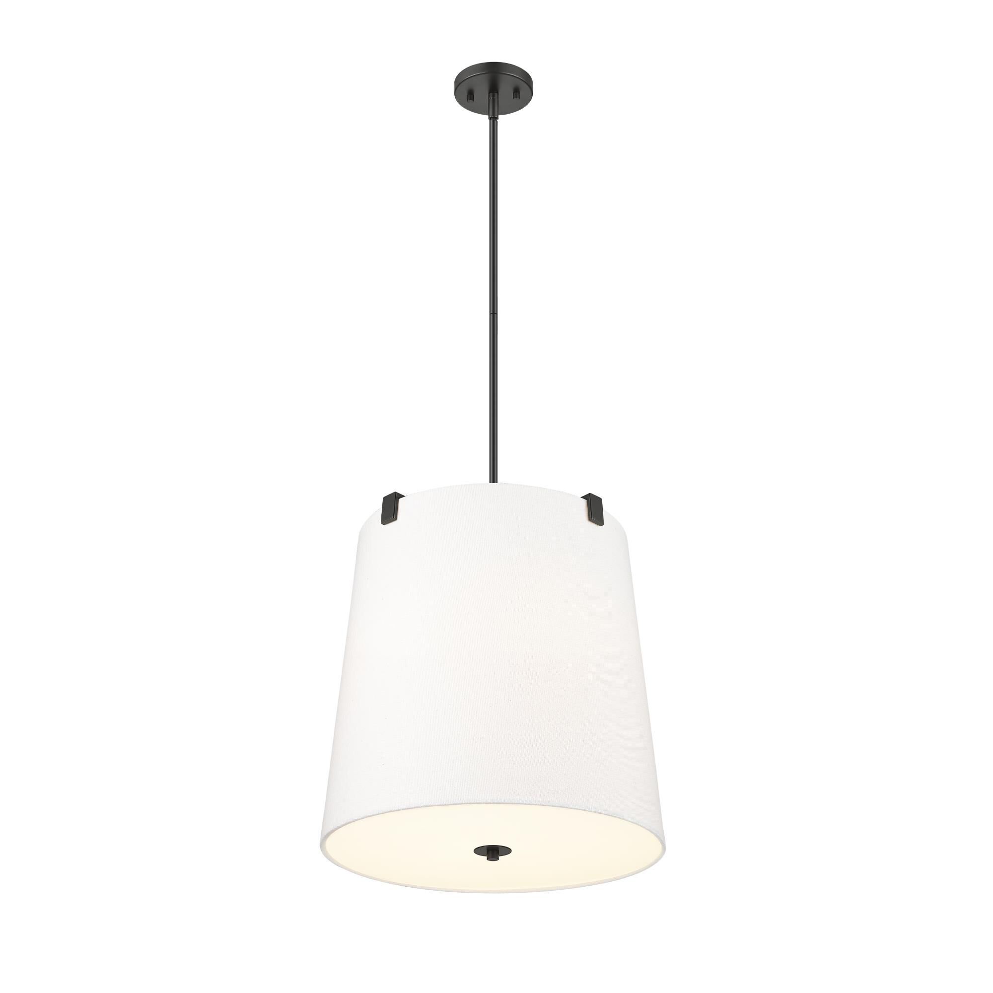Shown in Matte Black finish and White Linen glass and White Linen shade