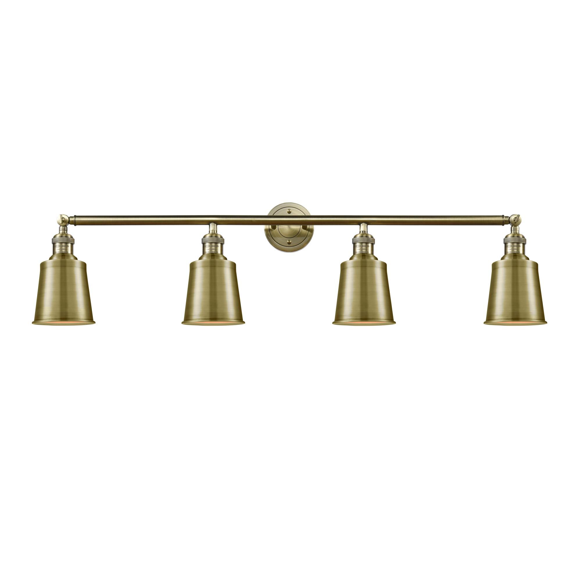 Shown in Antique Brass finish and Antique Brass shade