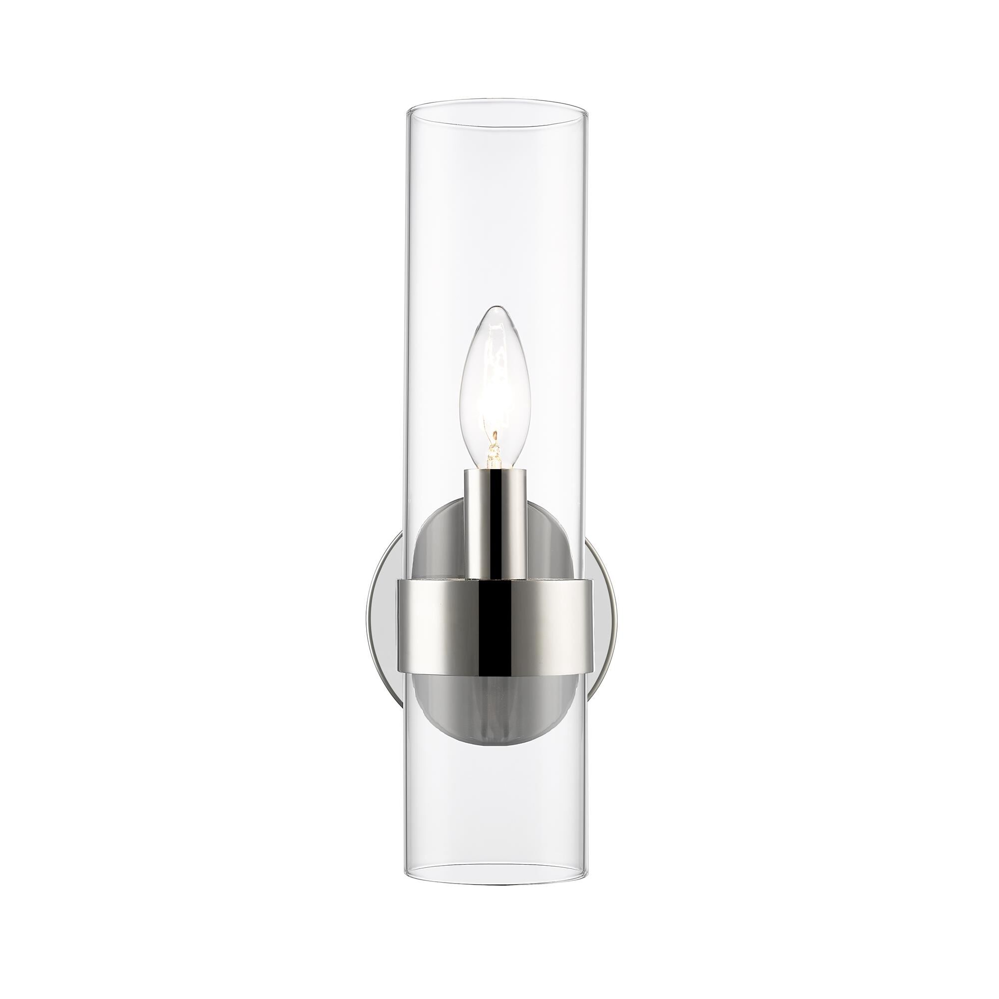 Shown in Polished Nickel finish and Glass shade