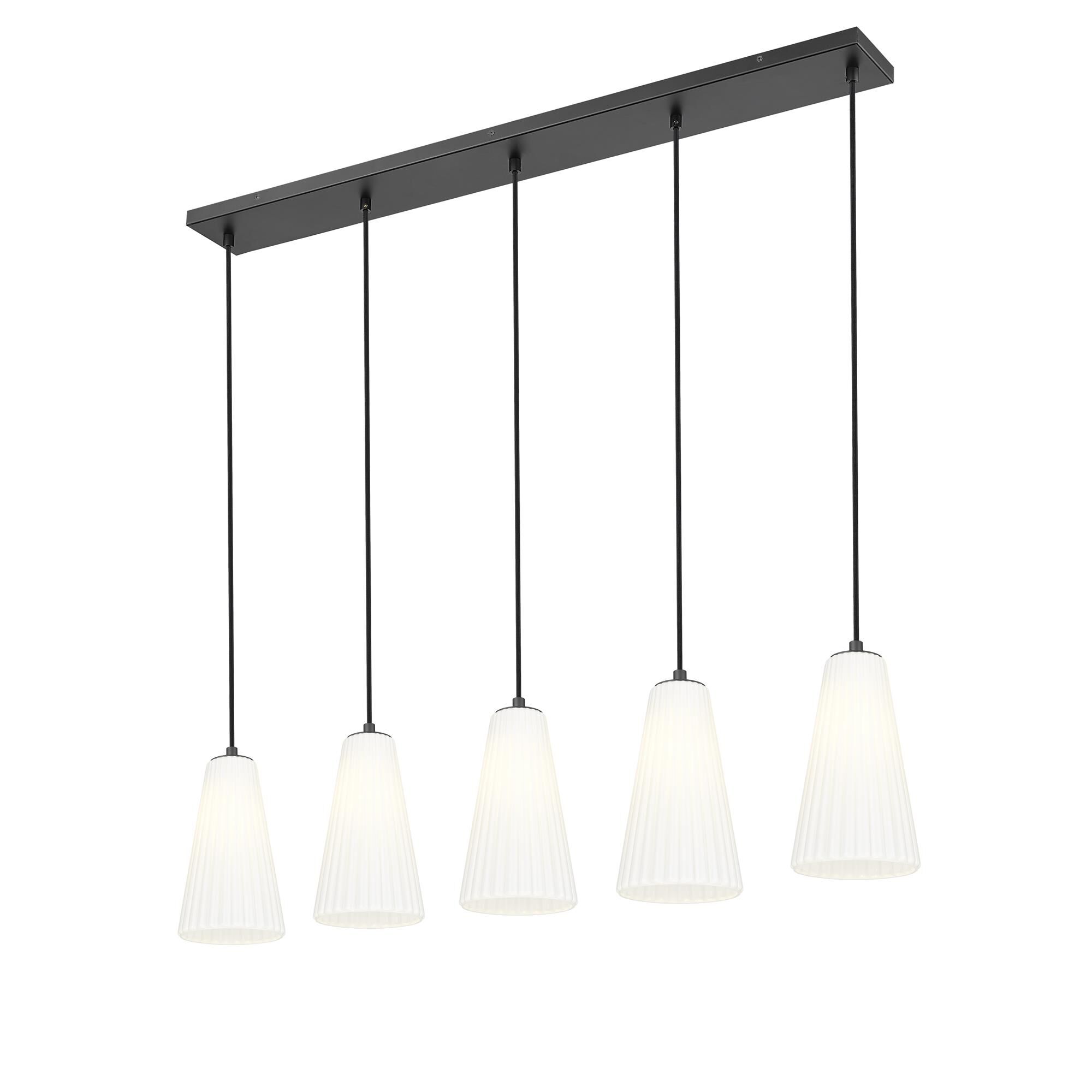 Shown in Matte Black finish and White glass and White shade