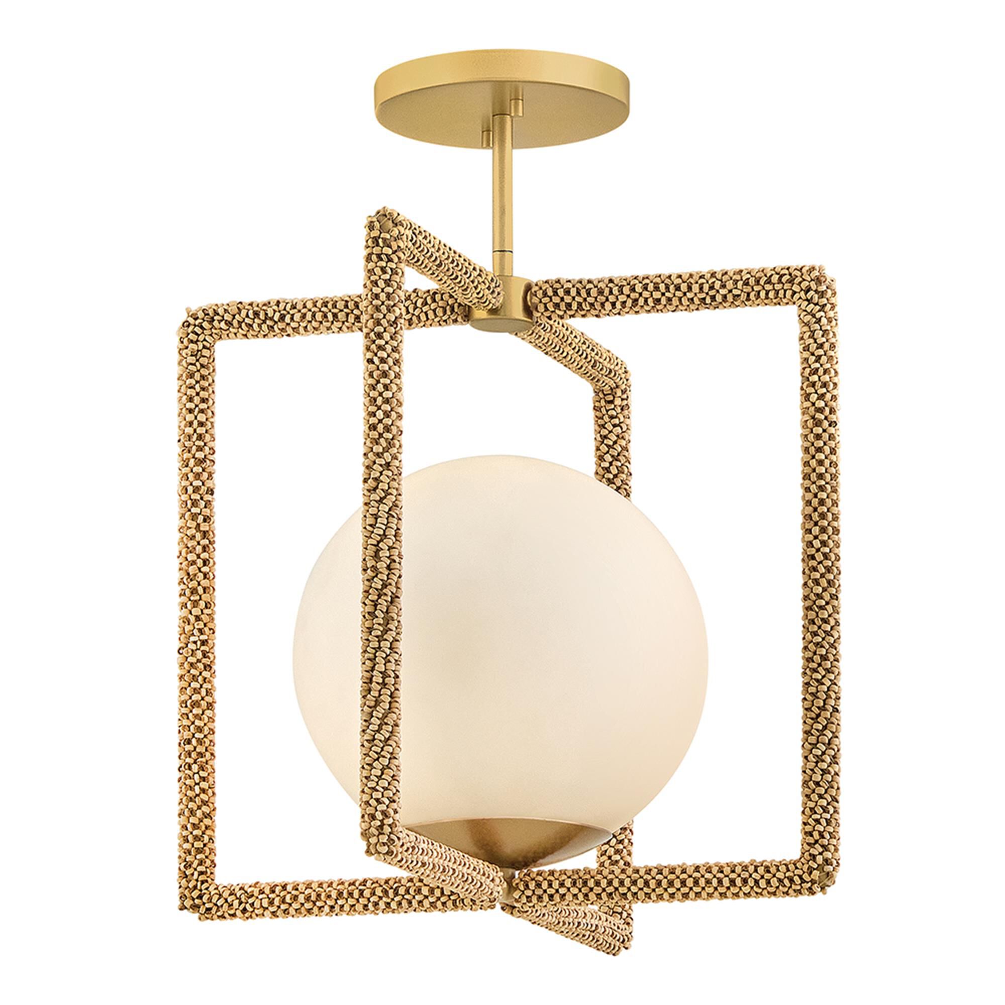 Shown in Deluxe Gold finish and Etched Opal glass