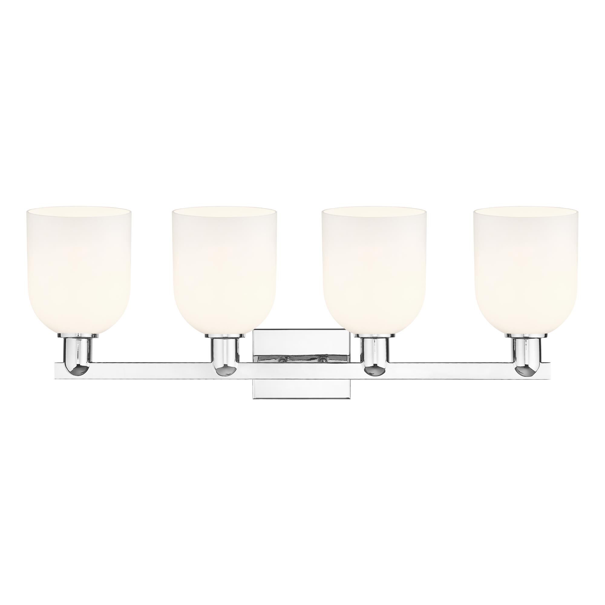 Shown in Polished Chrome finish and White glass