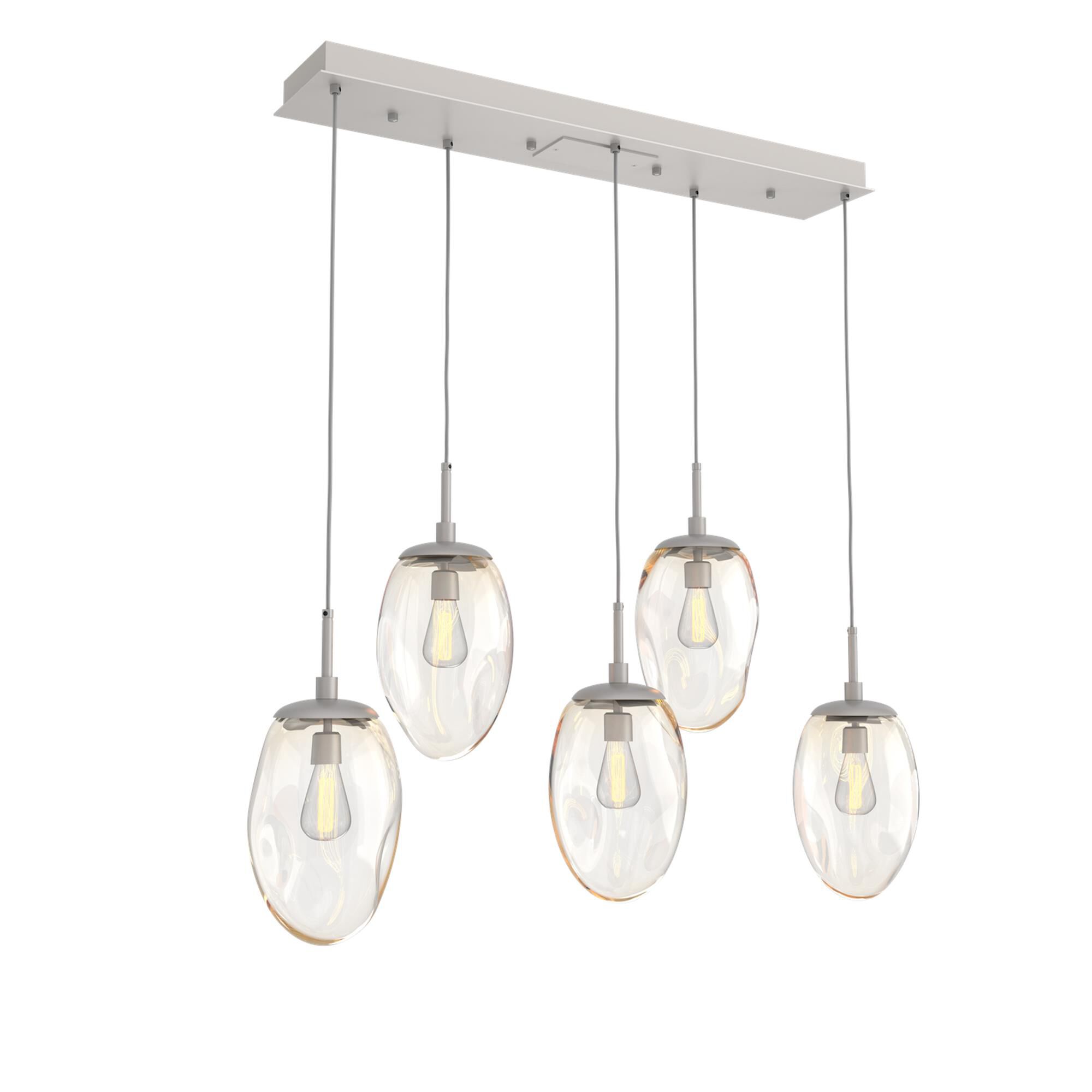 Shown in Metallic Beige Silver finish and Blown Amber glass