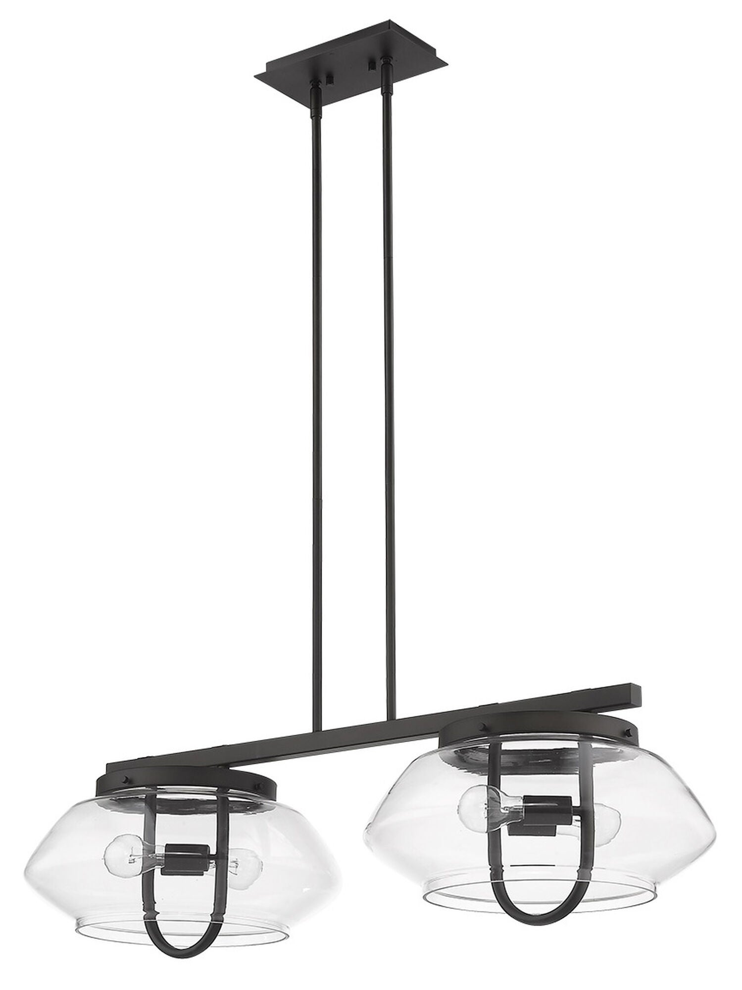 Shown in Oil-Rubbed Bronze finish and Clear glass and Clear Glass Drum shade