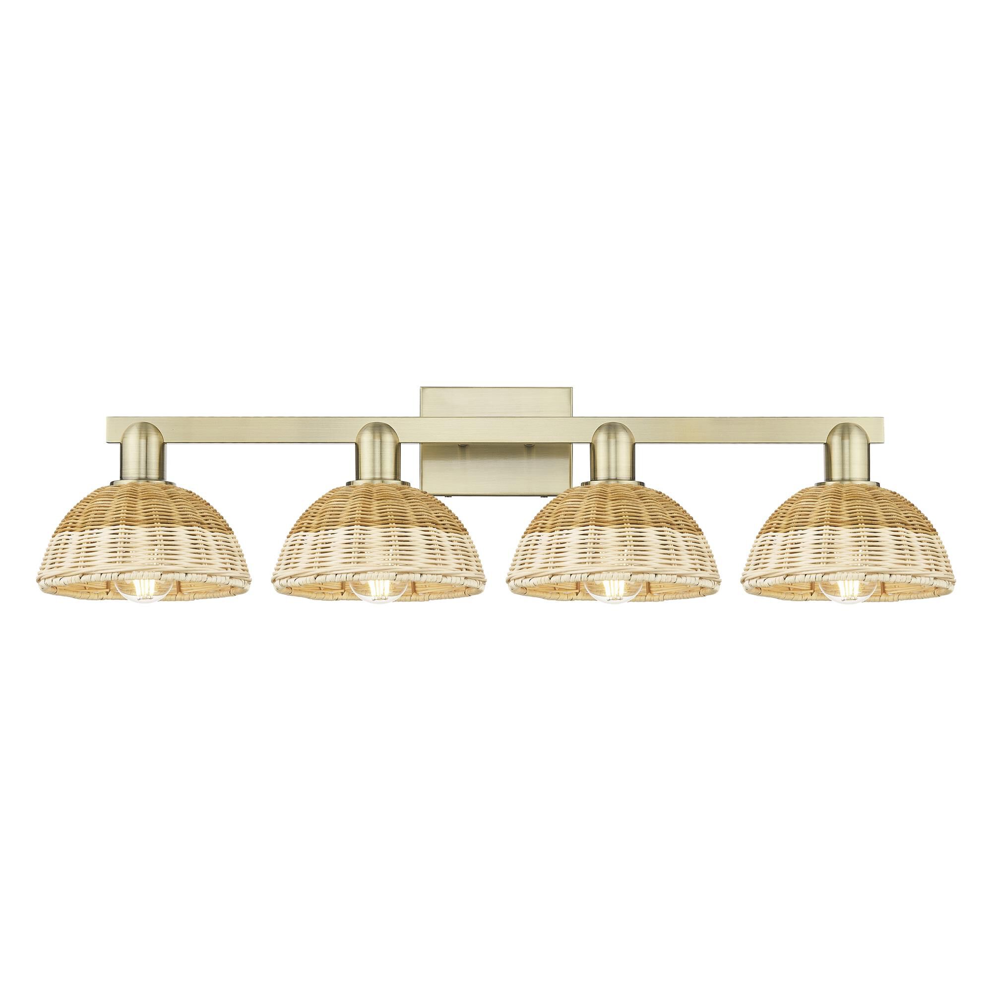 Shown in Antique Brass finish and Natural shade