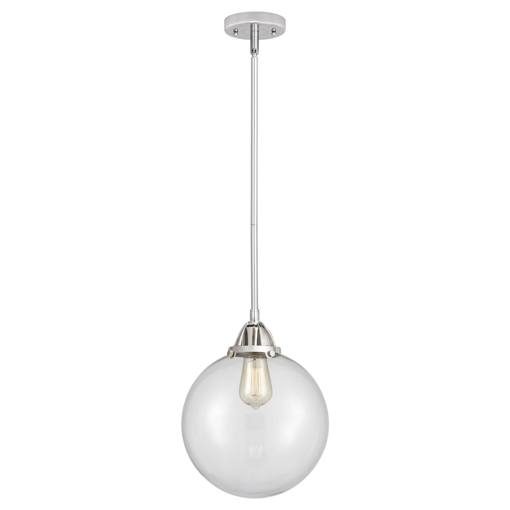 Shown in Polished Chrome finish and Clear Beacon glass and No Shade shade