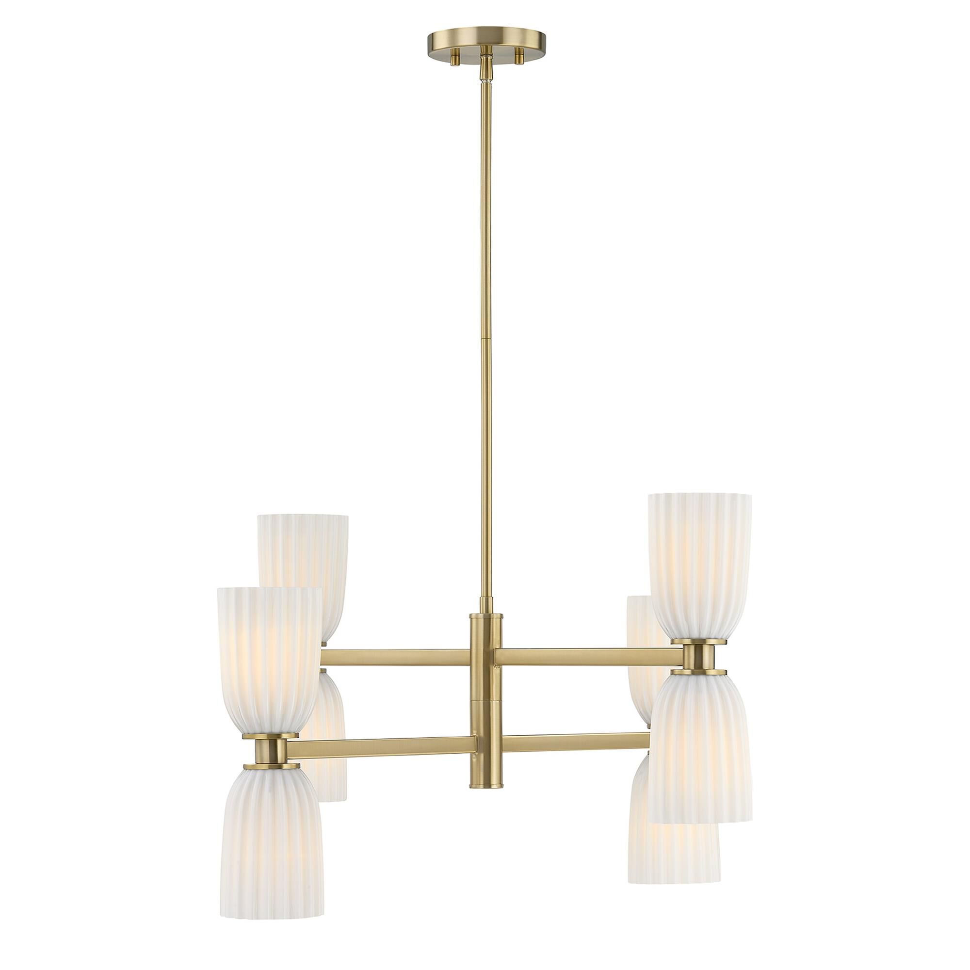 Shown in Noble Brass finish and White Opal Ribbed glass