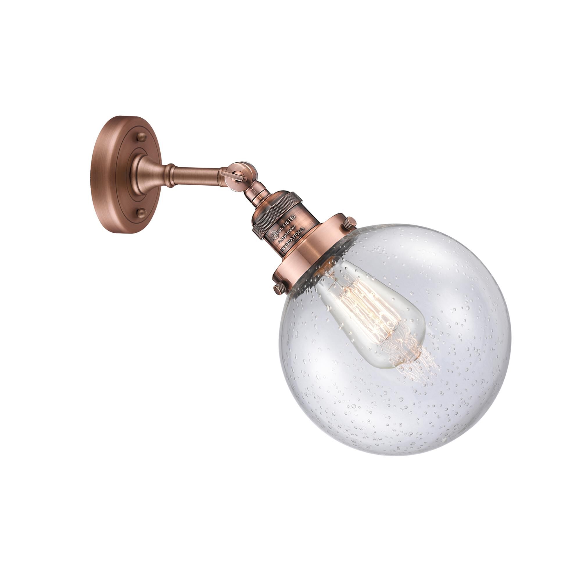Shown in Antique Copper finish and Seedy glass and No Accent accent