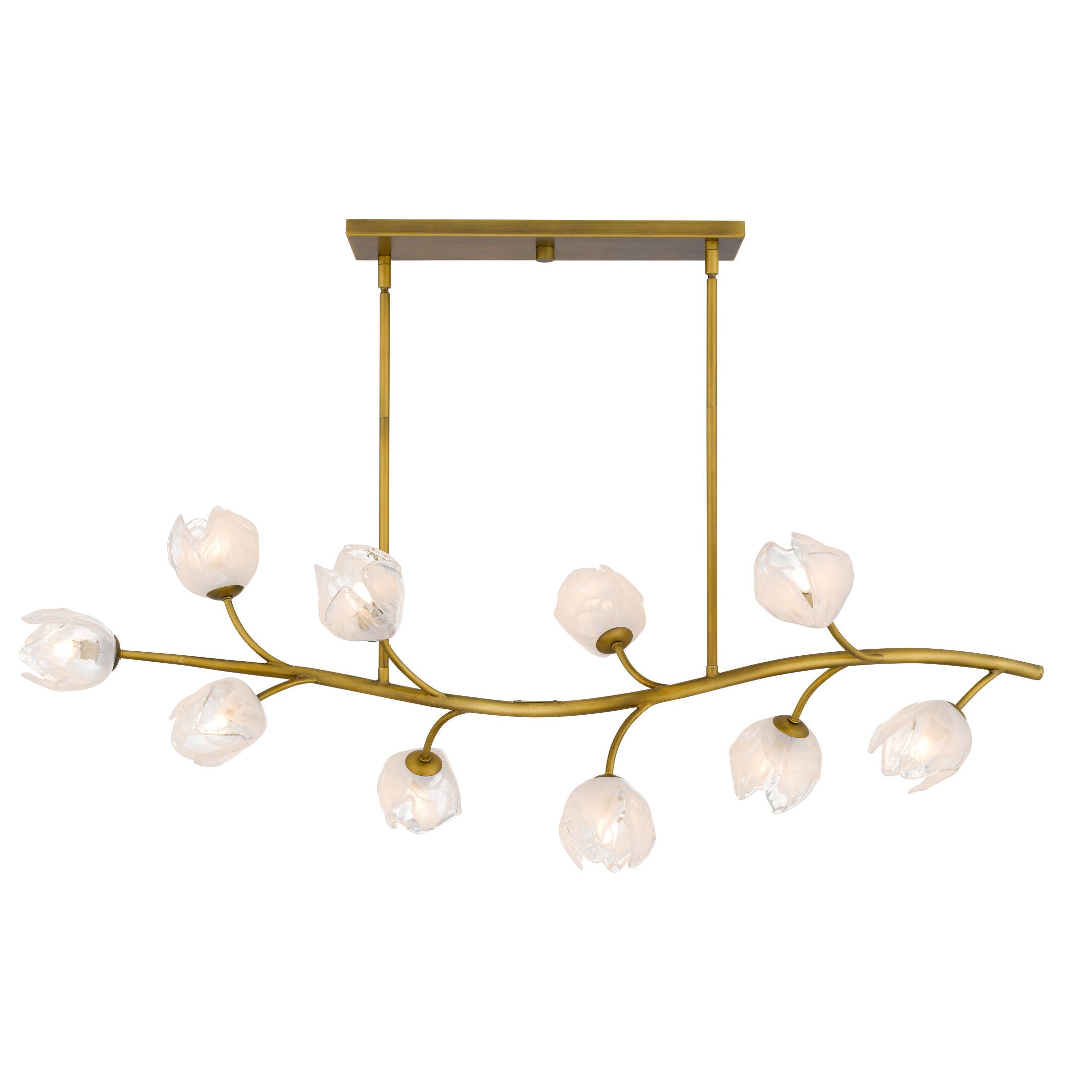 Shown in Vintage Brass finish and White Swirl Glass shade