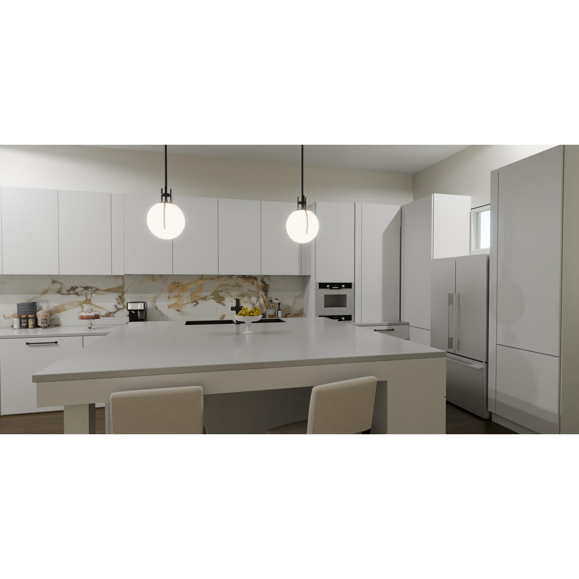 Shown in Matte Black finish and Alabaster glass