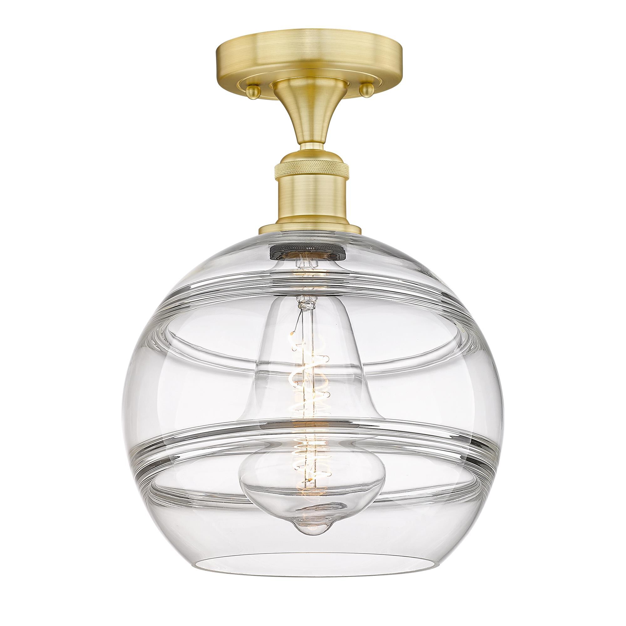 Shown in Satin Gold finish and Clear glass