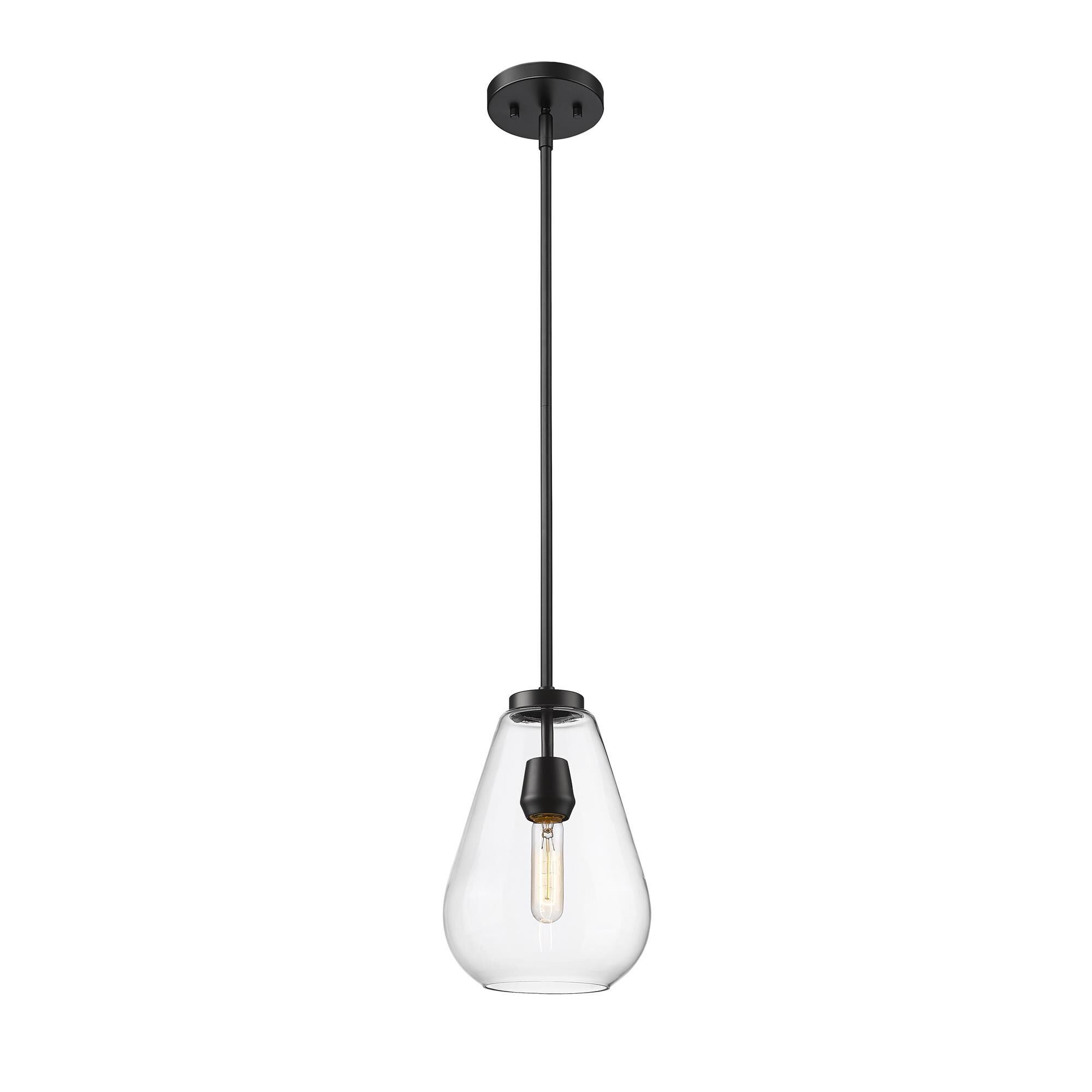 Shown in Matte Black finish and Clear glass and Clear shade