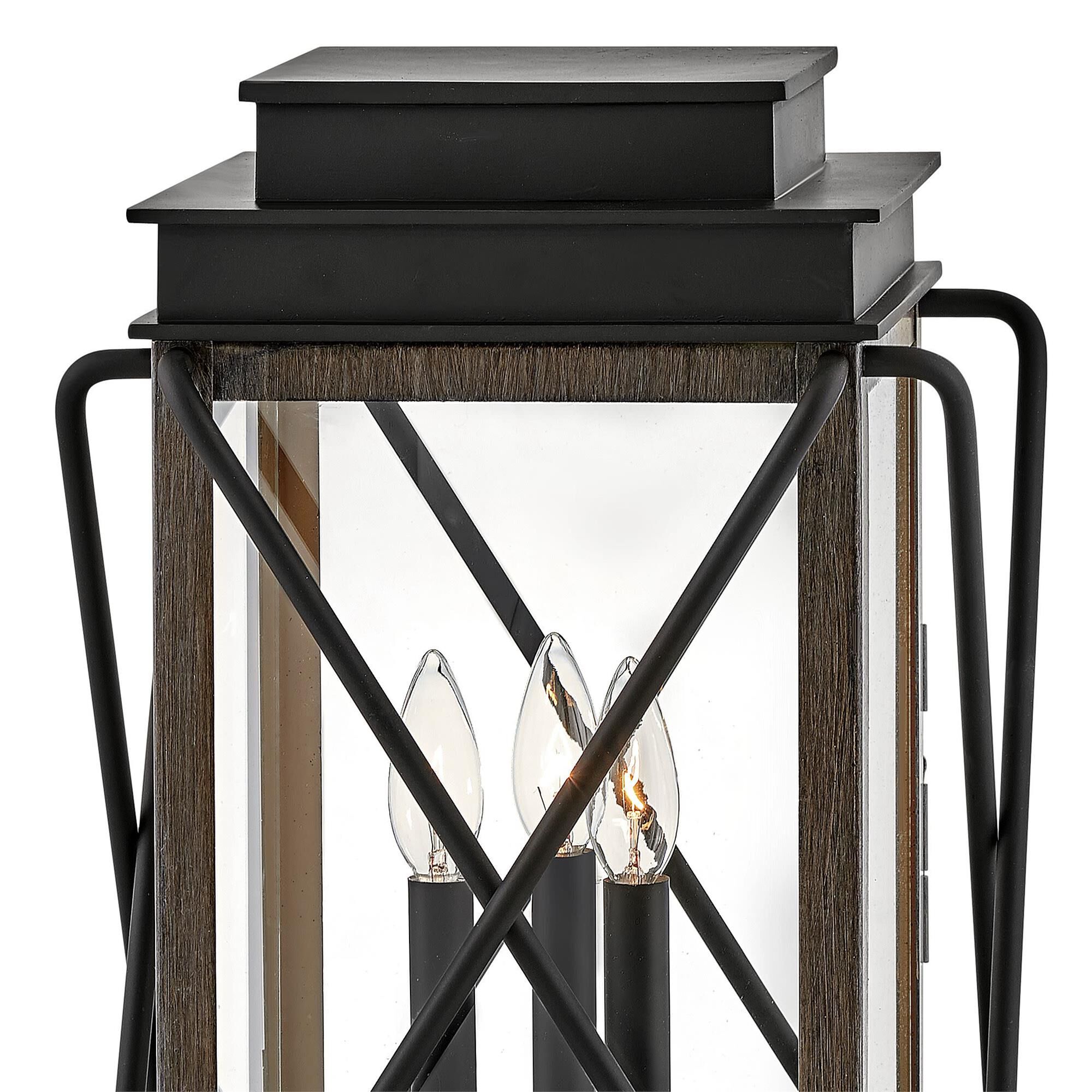 Shown in Black finish and Clear glass
