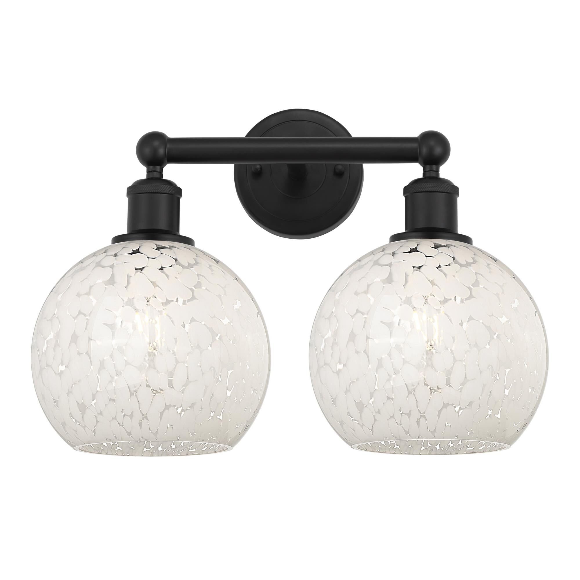 Shown in Matte Black finish and White Mouchette glass