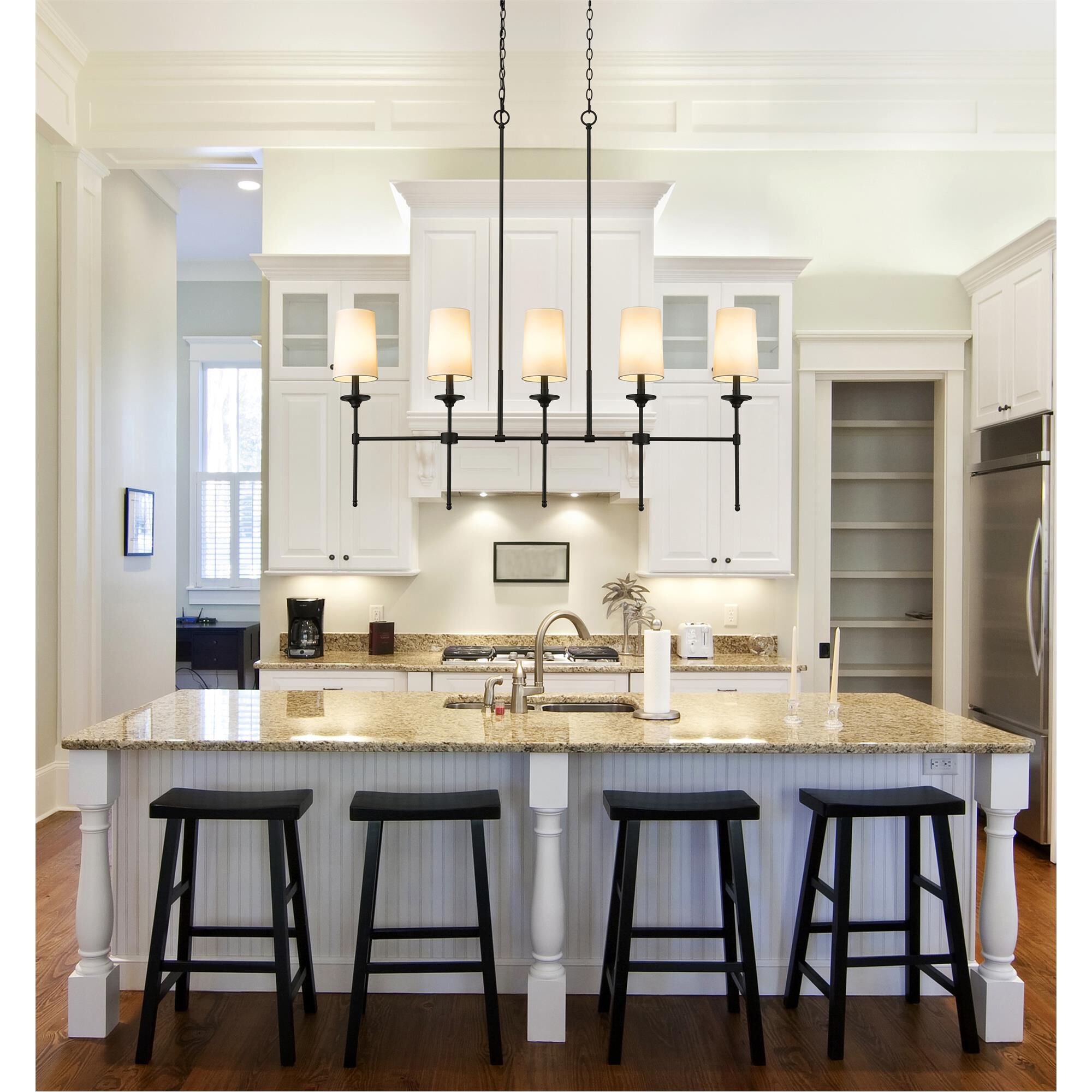 Shown in Matte Black finish and No Glass glass and Off White shade