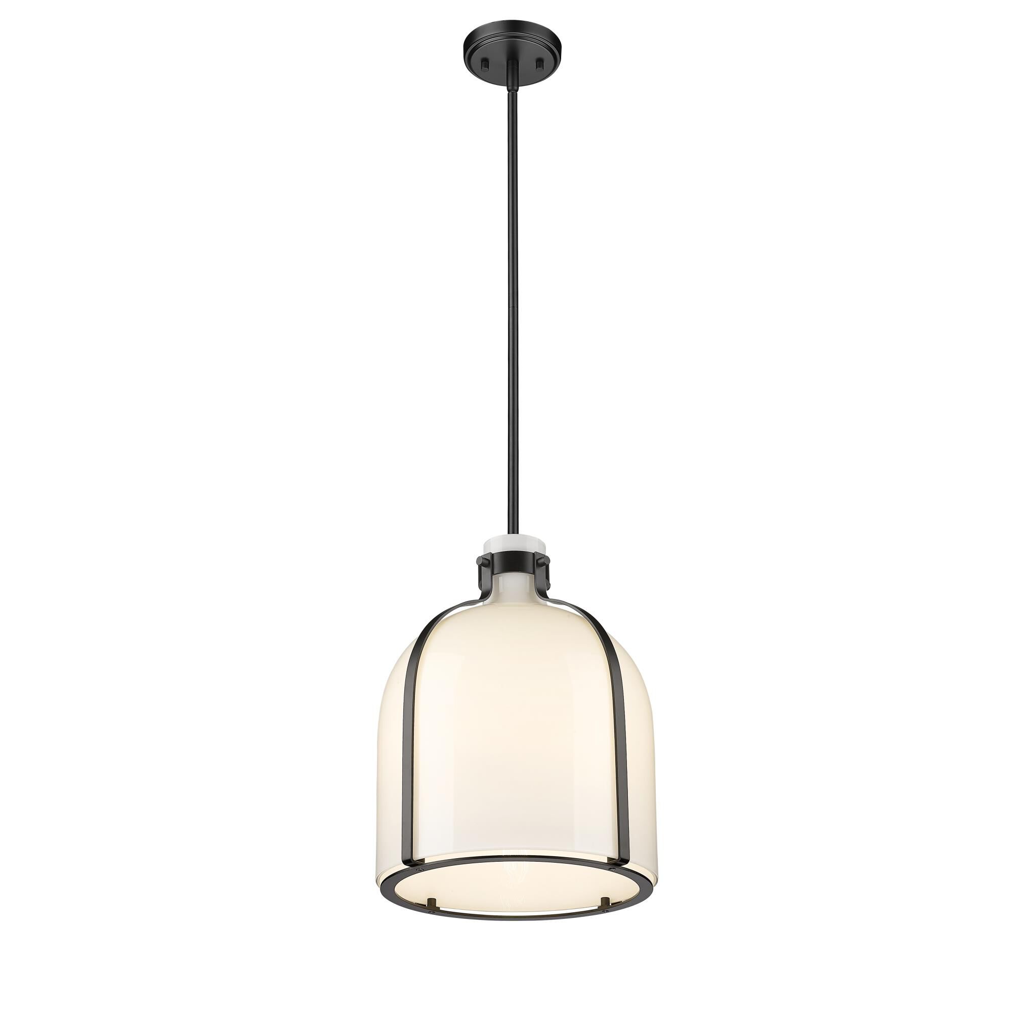 Shown in Matte Black finish and Glass shade