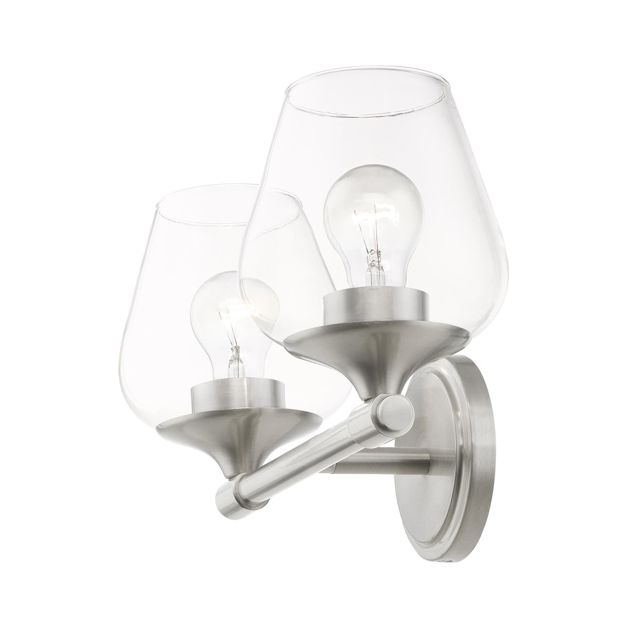 Shown in Brushed Nickel finish and Clear glass
