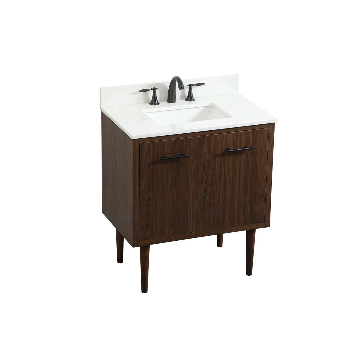 Shown in Walnut finish and Backsplash accent