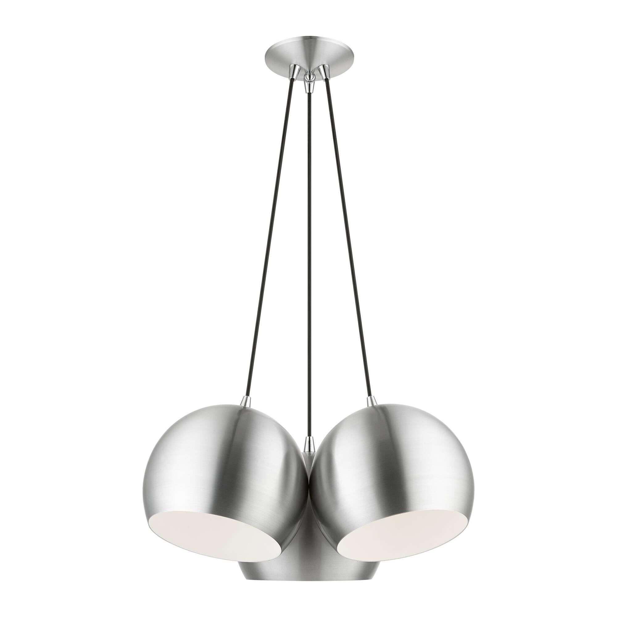 Shown in Brushed Aluminum with Polished Chrome Accents finish and Brushed Aluminum with Shiny White Inside shade