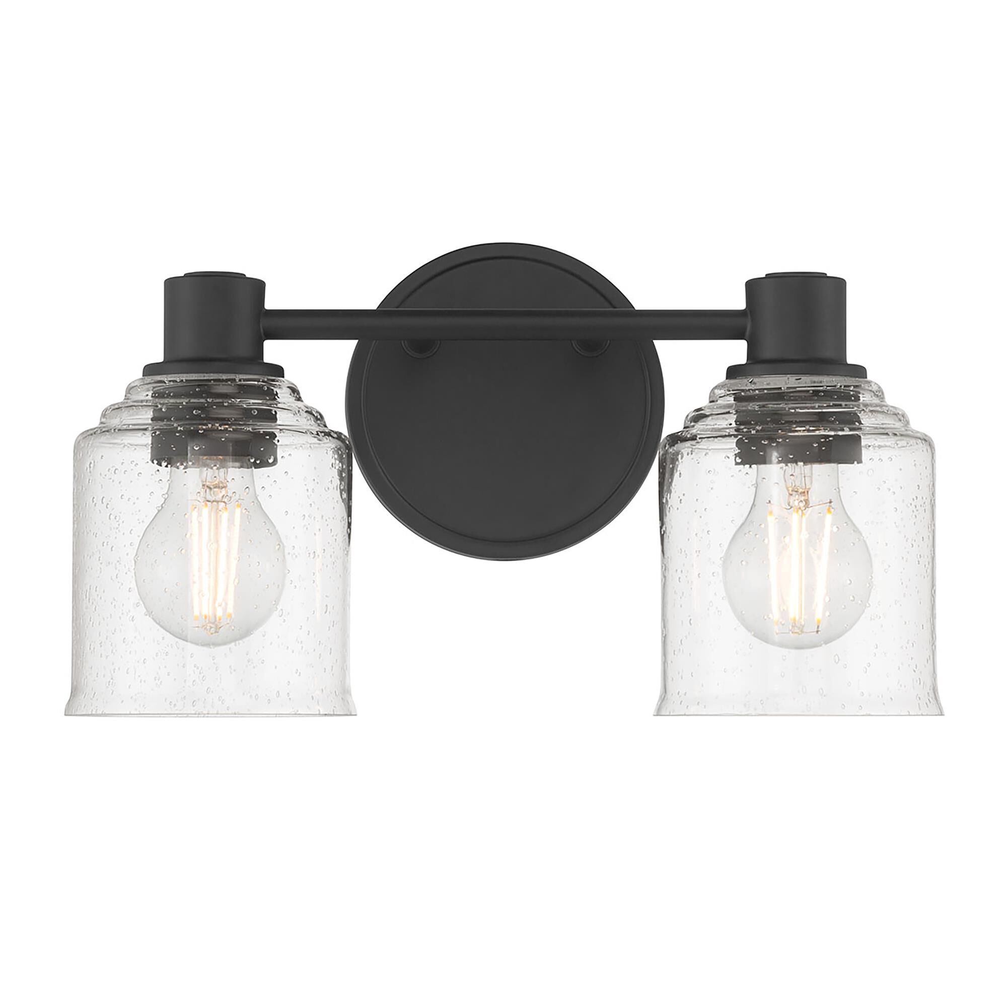 Shown in Matte Black finish and Clear Seeded glass