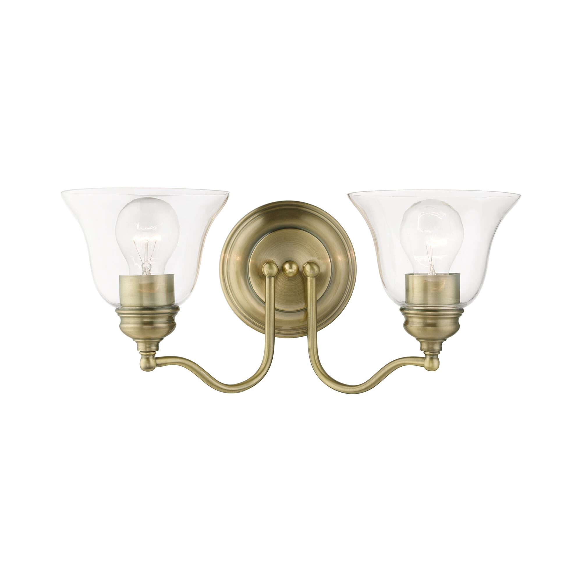 Shown in Antique Brass finish and Hand Blown Clear glass