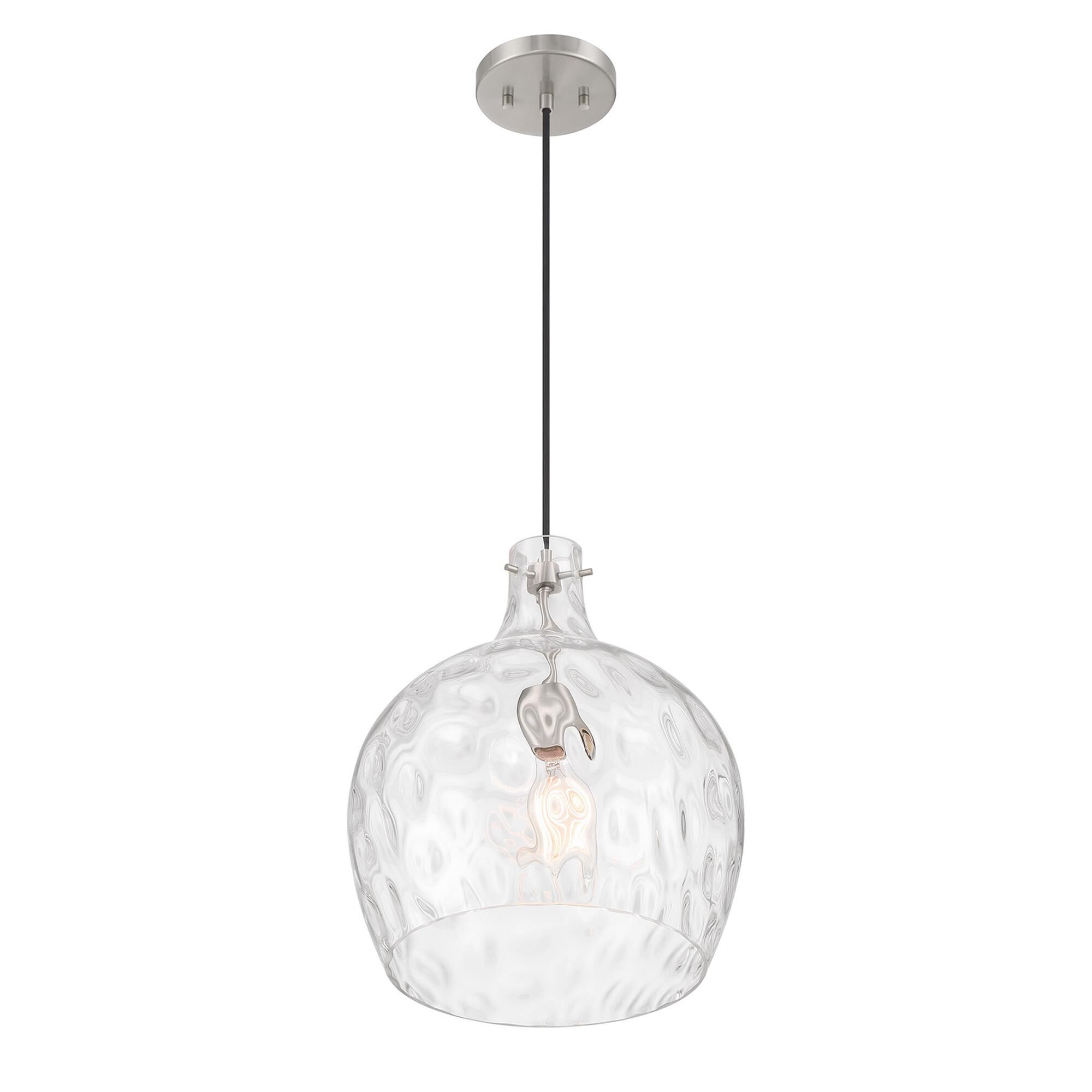 Shown in Brushed Nickel finish and Hammered glass