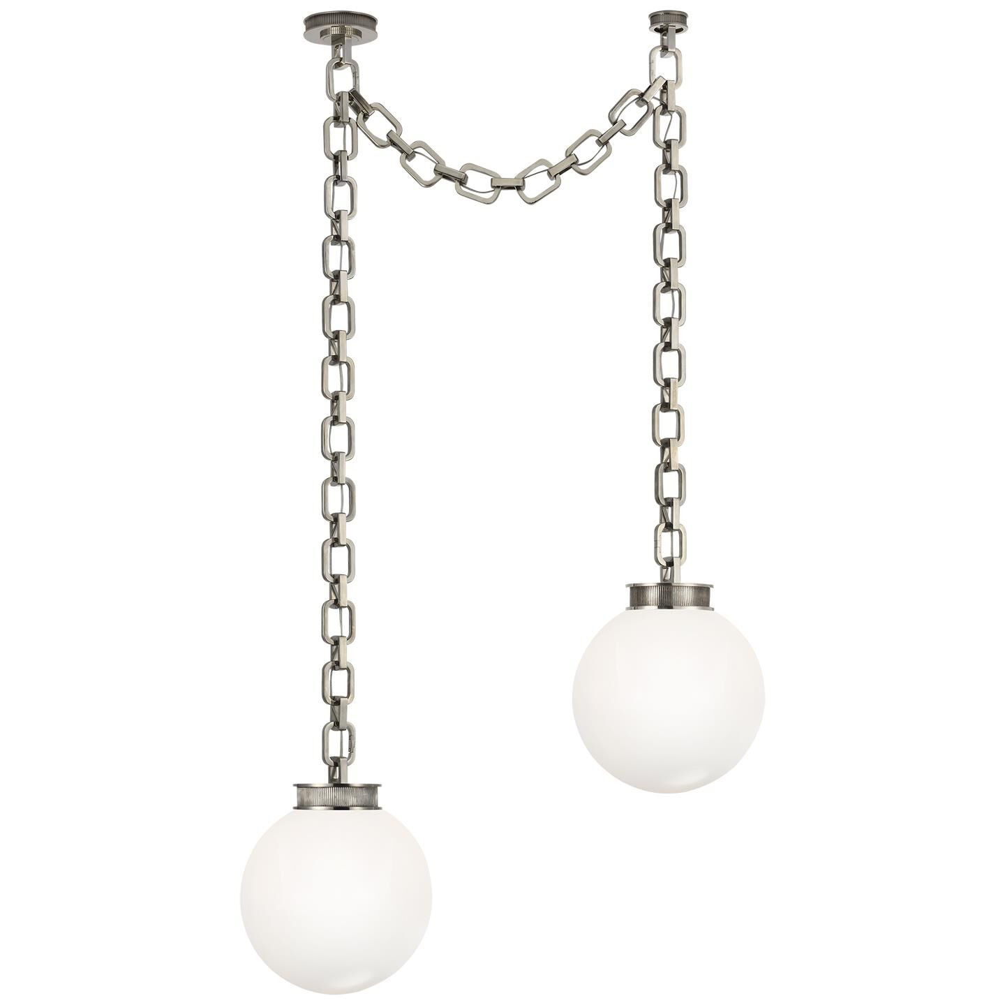 Shown in Pewter finish and White glass