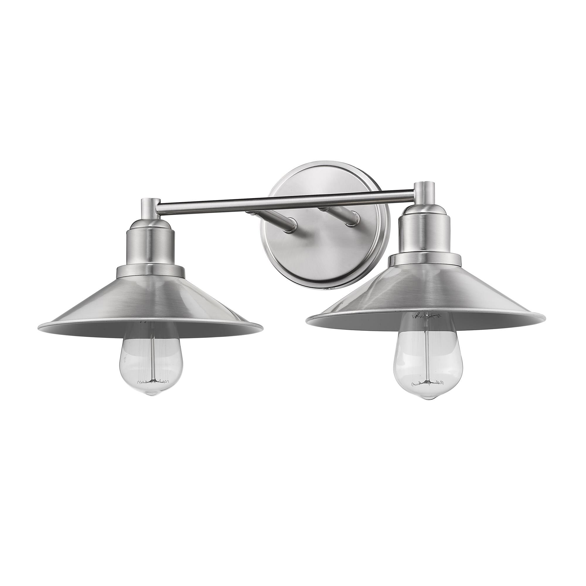 Shown in Brushed Nickel finish and Steel glass and Steel shade