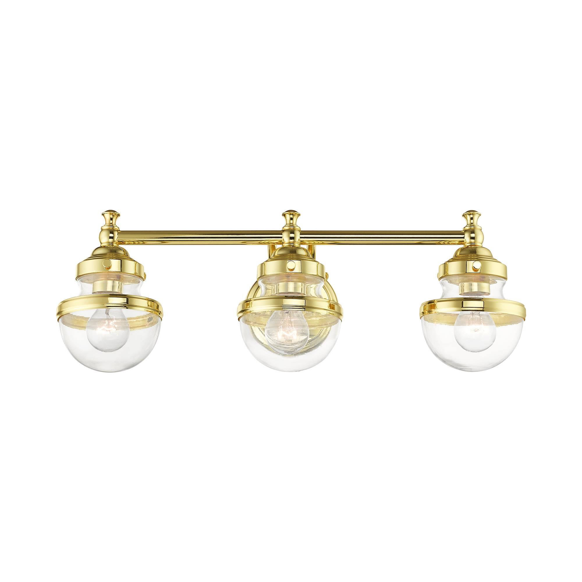 Shown in Polished Brass finish and Hand Blown Clear glass and Hand Blown Clear Glass shade