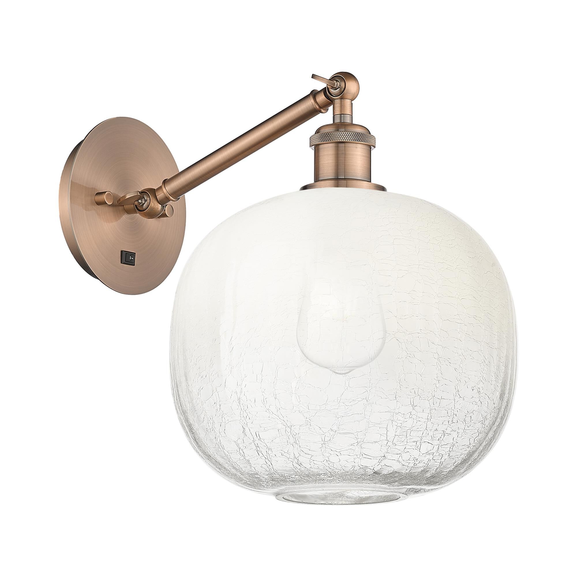 Shown in Antique Copper finish and Opal glass