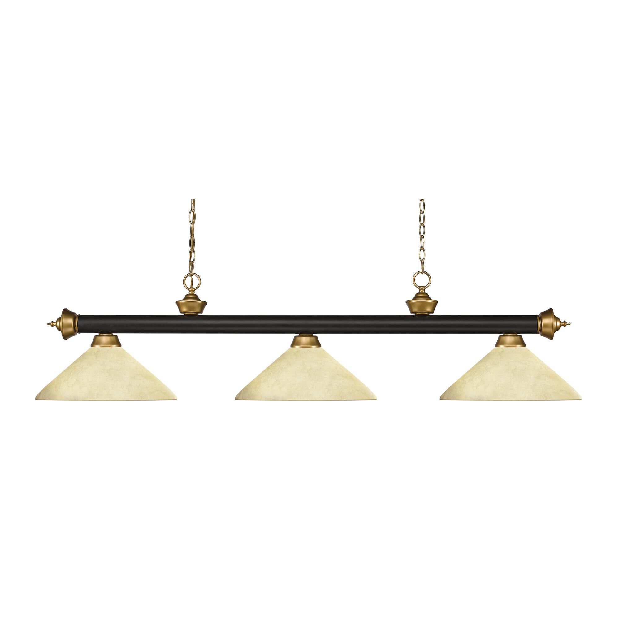 Shown in Bronze + Satin Gold finish and Glass shade