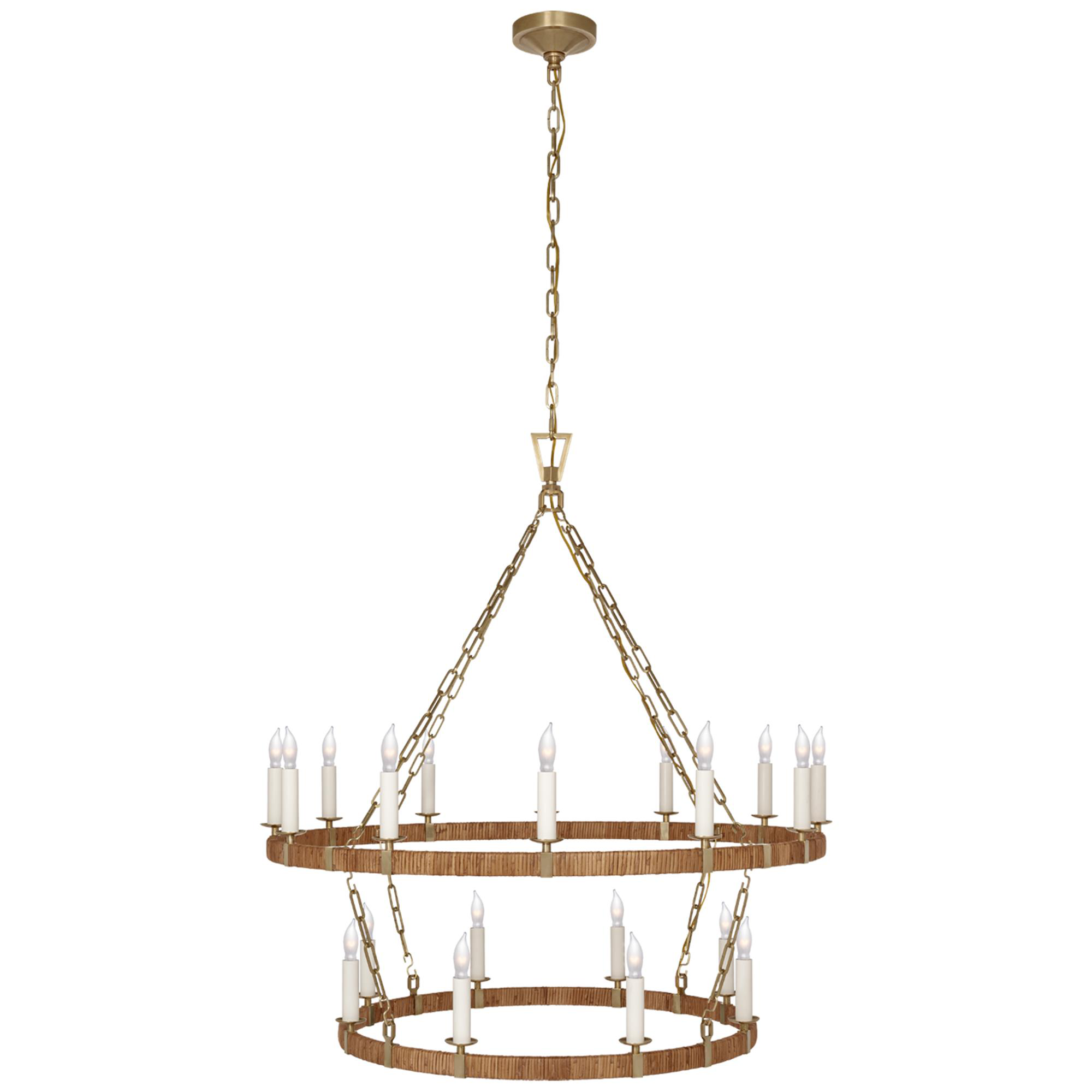 Shown in Antique-Burnished Brass and Natural Rattan finish