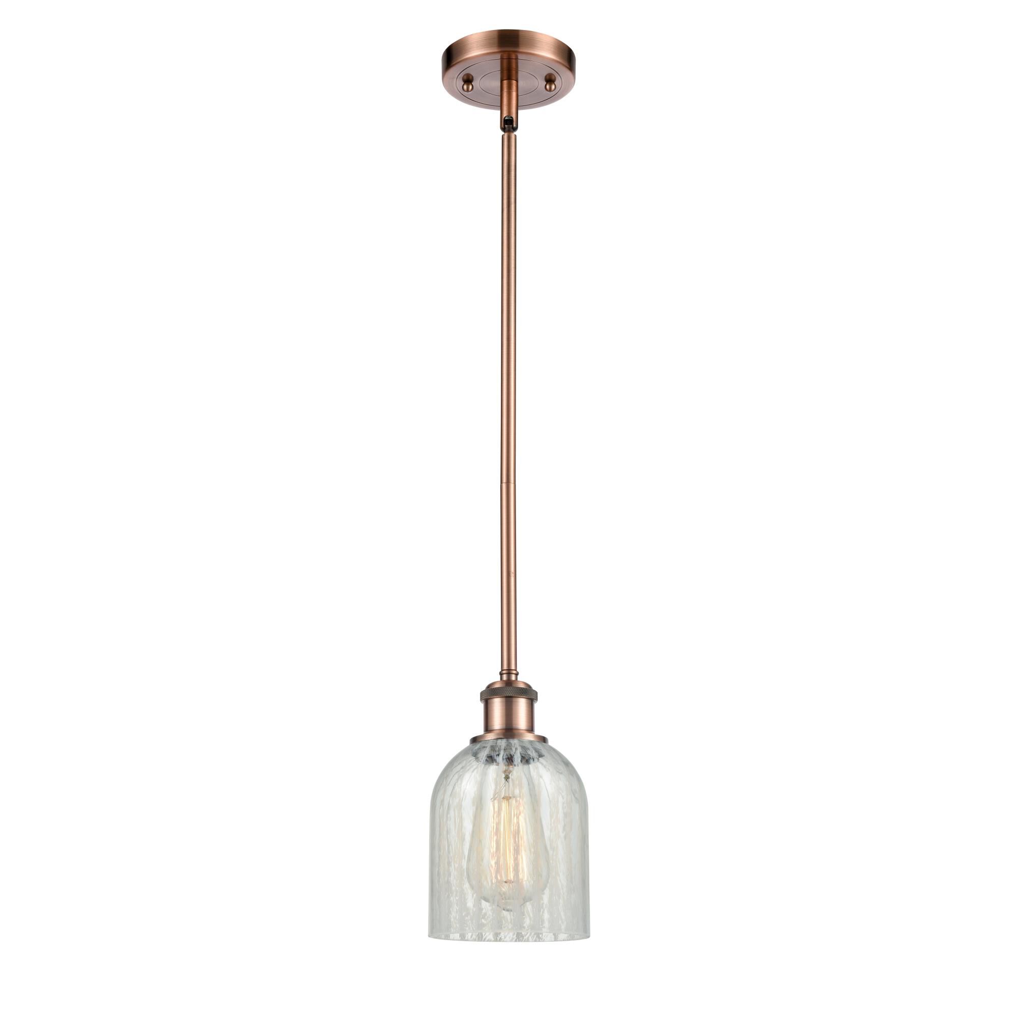Shown in Antique Copper finish and Bell glass and Glass shade