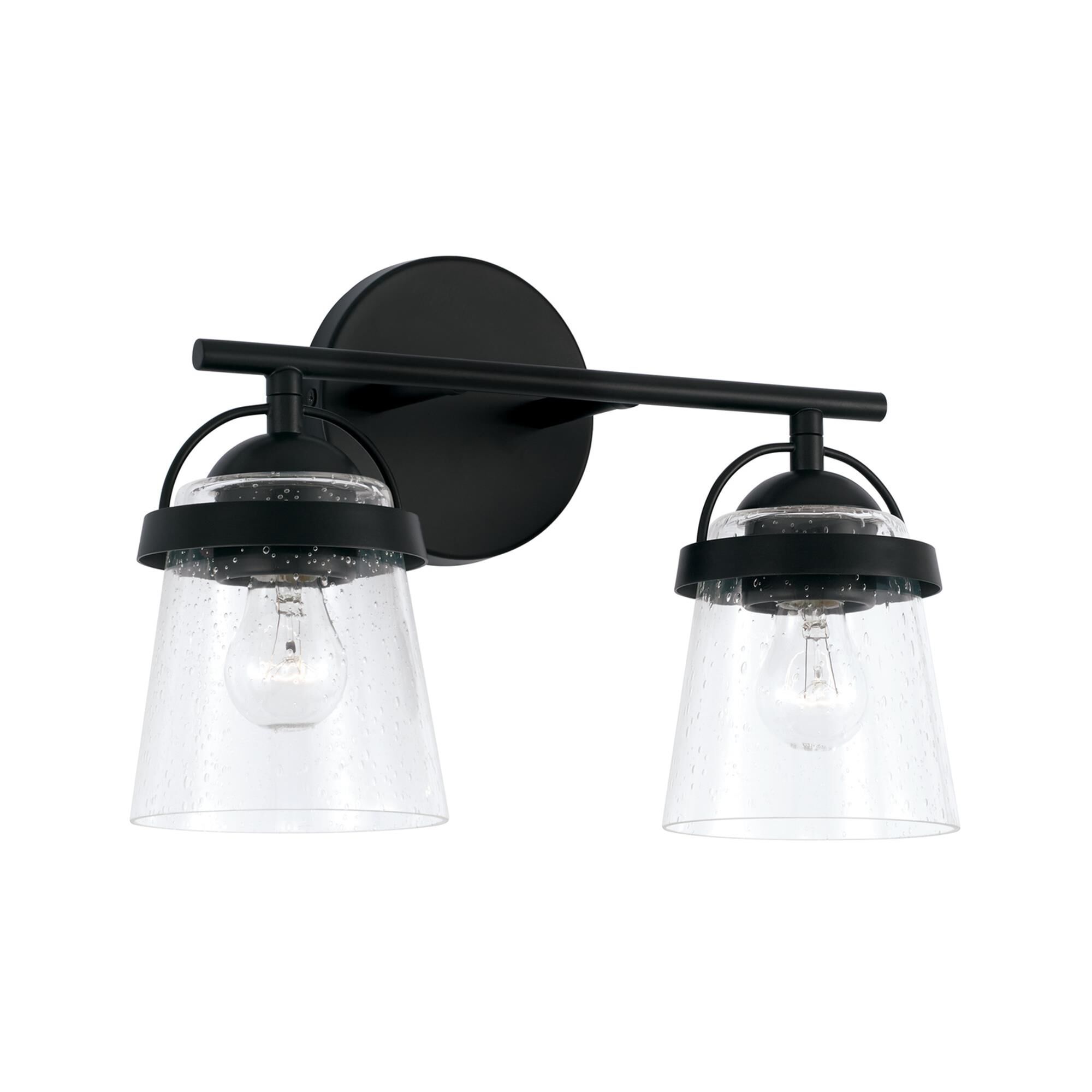 Shown in Matte Black finish and Clear Seeded glass