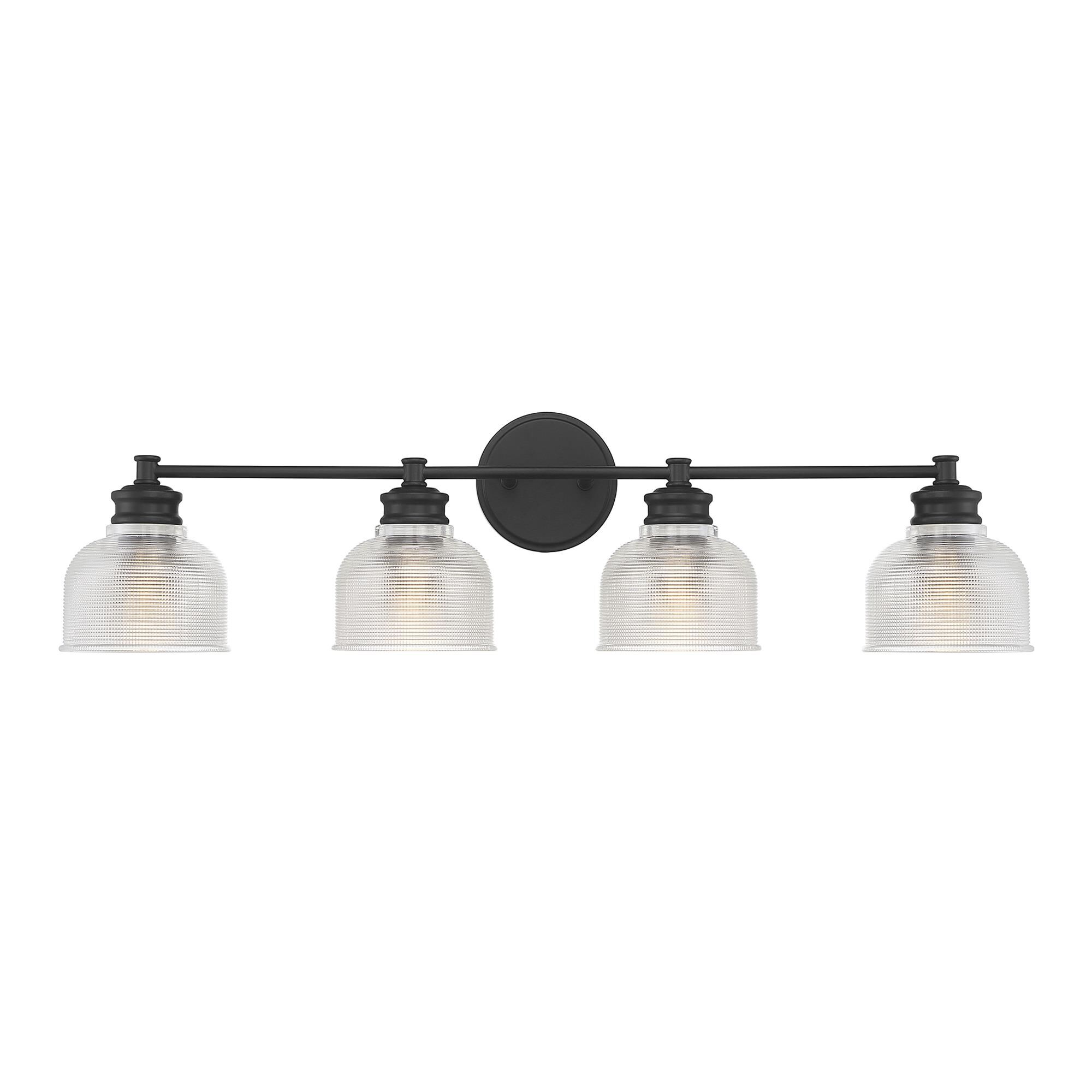 Shown in Matte Black finish and Clear Halophane glass