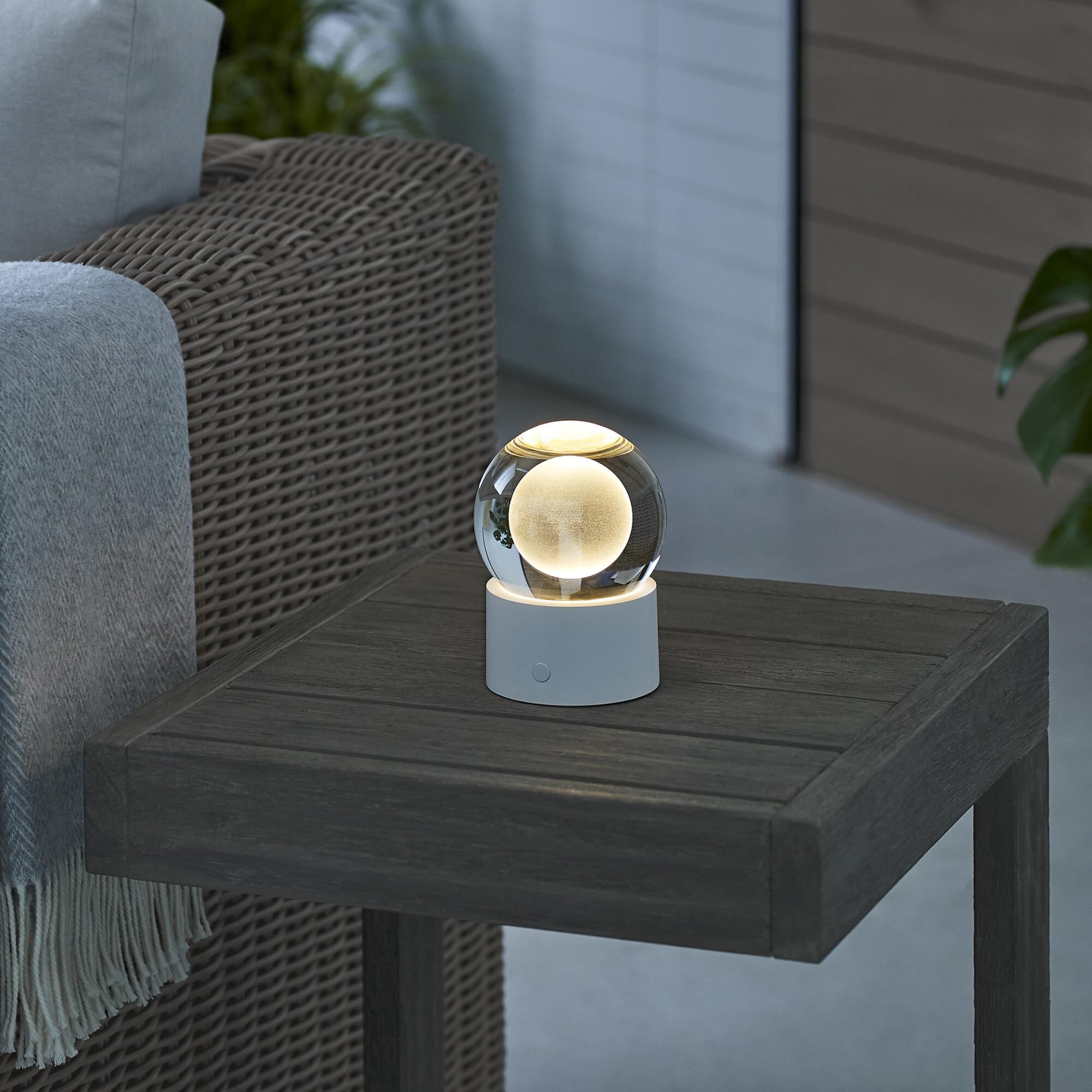 Shown in Matte White finish and Crystal glass