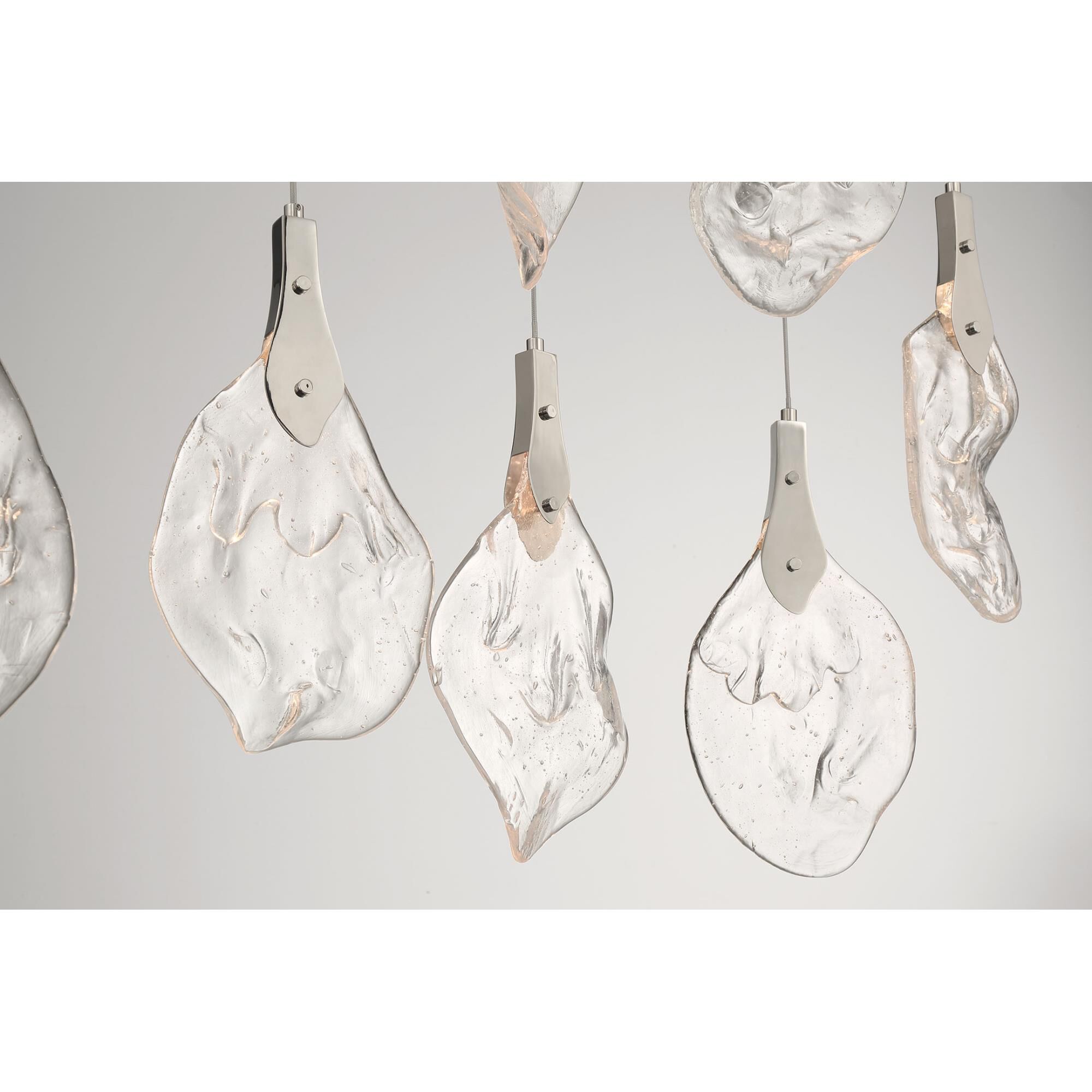 Shown in Polished Nickel finish and Clear Organic glass