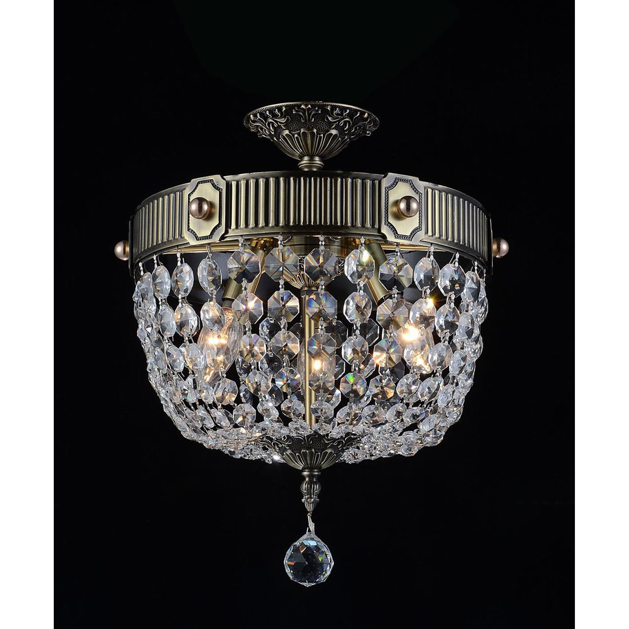 Shown in Antique Brass finish and K9 Clear crystal