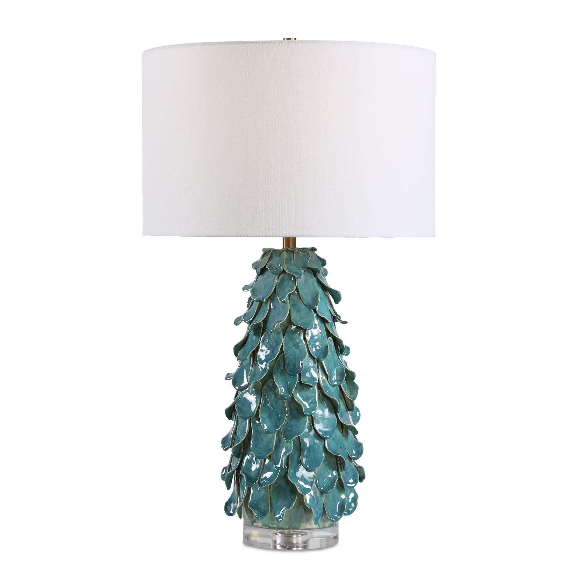 Shown in Blue, Green finish and Round Drum Hardback shade